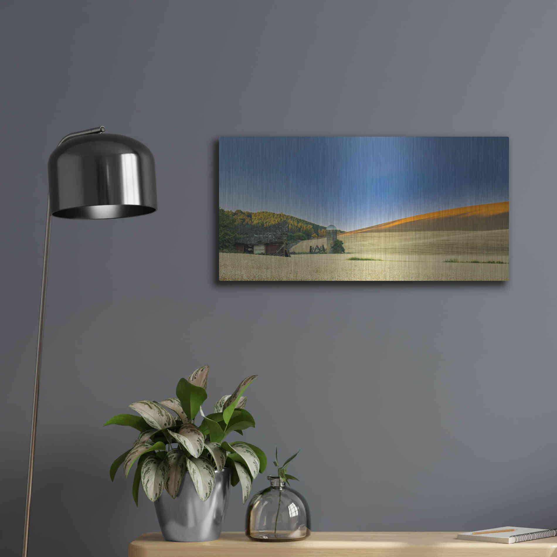 Luxe Metal Art  'Old Barn And Silo'  by Don Schwartz, Metal Wall Art,24x12