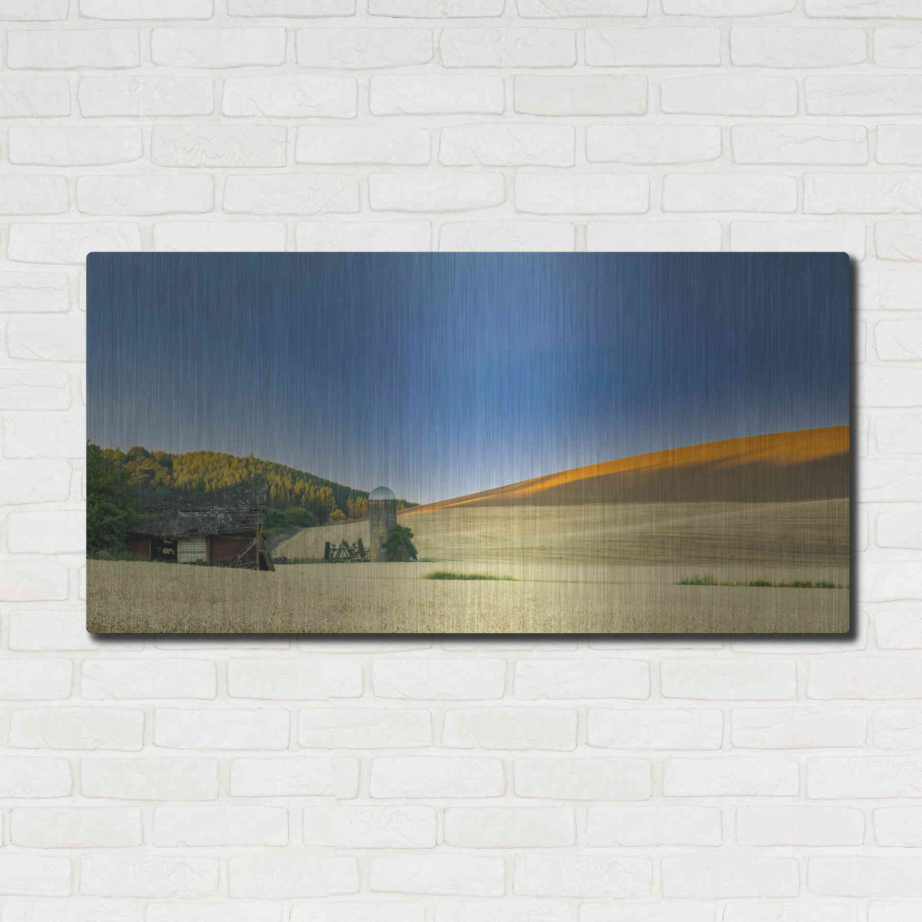 Luxe Metal Art  'Old Barn And Silo'  by Don Schwartz, Metal Wall Art,48x24