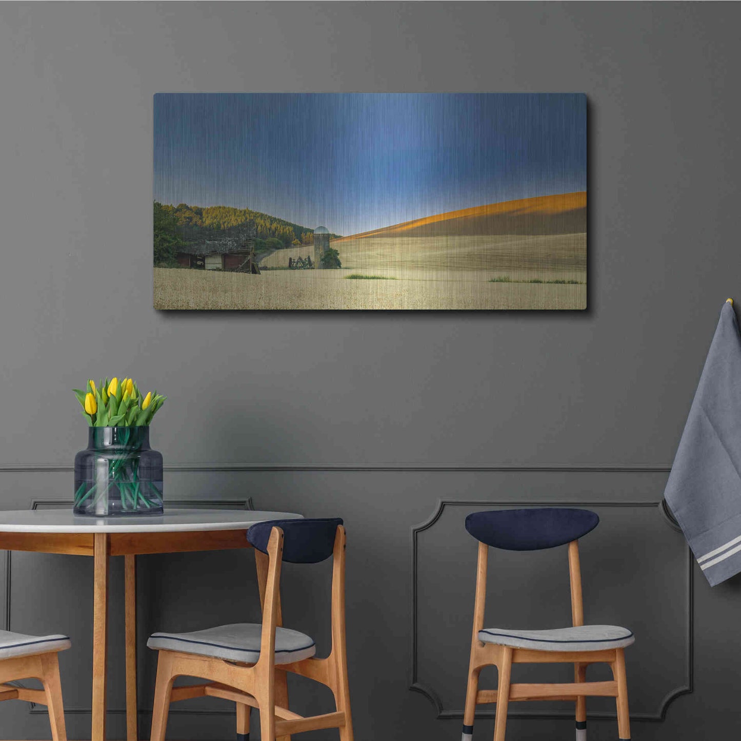 Luxe Metal Art  'Old Barn And Silo'  by Don Schwartz, Metal Wall Art,48x24