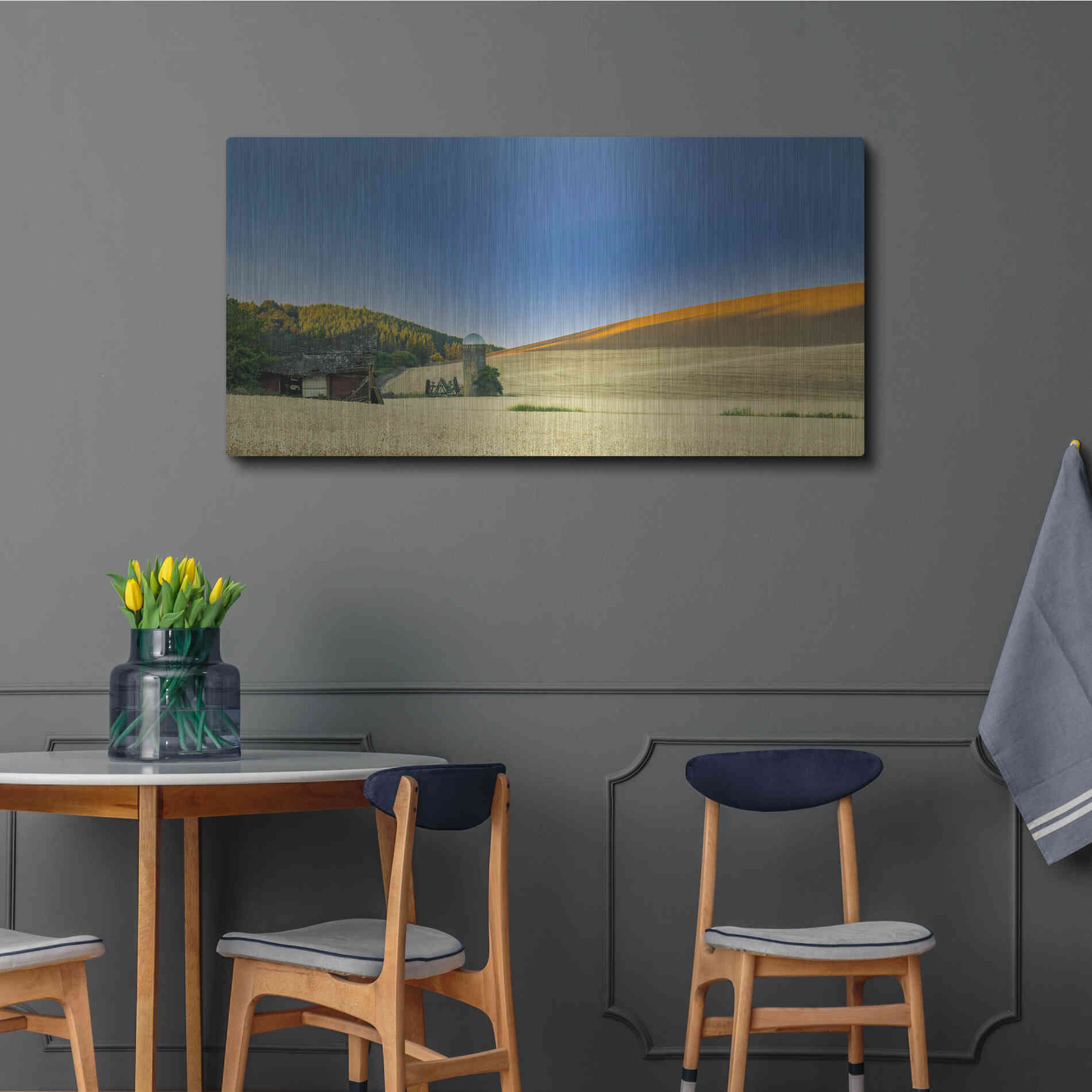 Luxe Metal Art  'Old Barn And Silo'  by Don Schwartz, Metal Wall Art,48x24