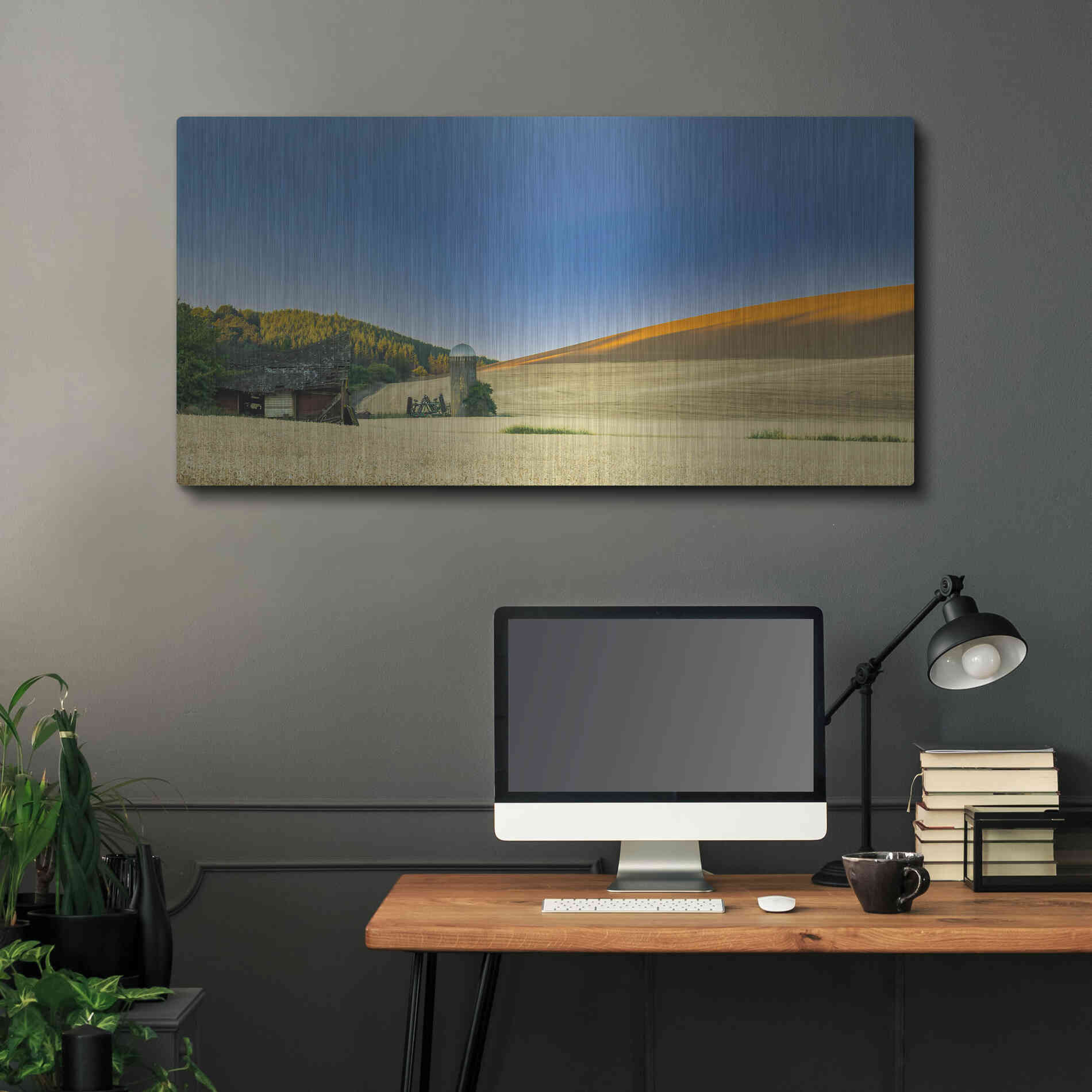 Luxe Metal Art  'Old Barn And Silo'  by Don Schwartz, Metal Wall Art,48x24