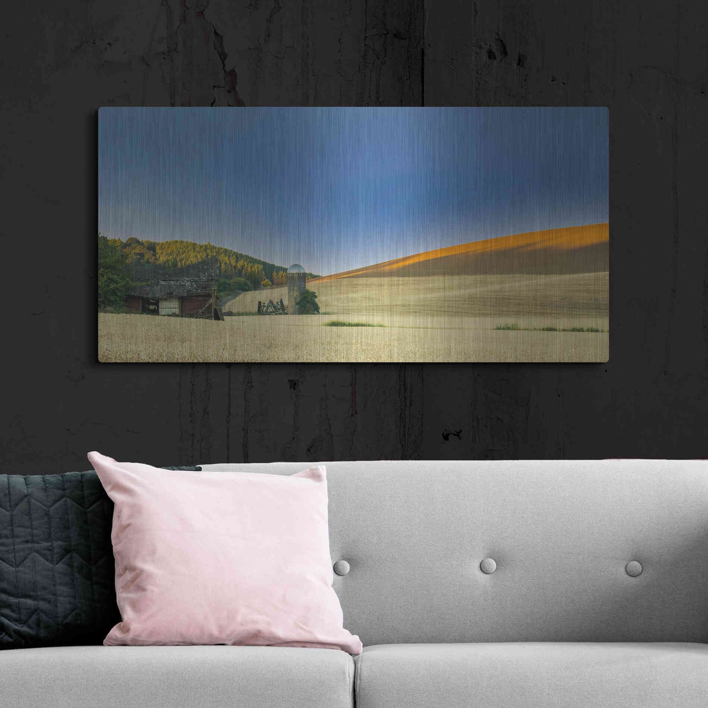 Luxe Metal Art  'Old Barn And Silo'  by Don Schwartz, Metal Wall Art,48x24