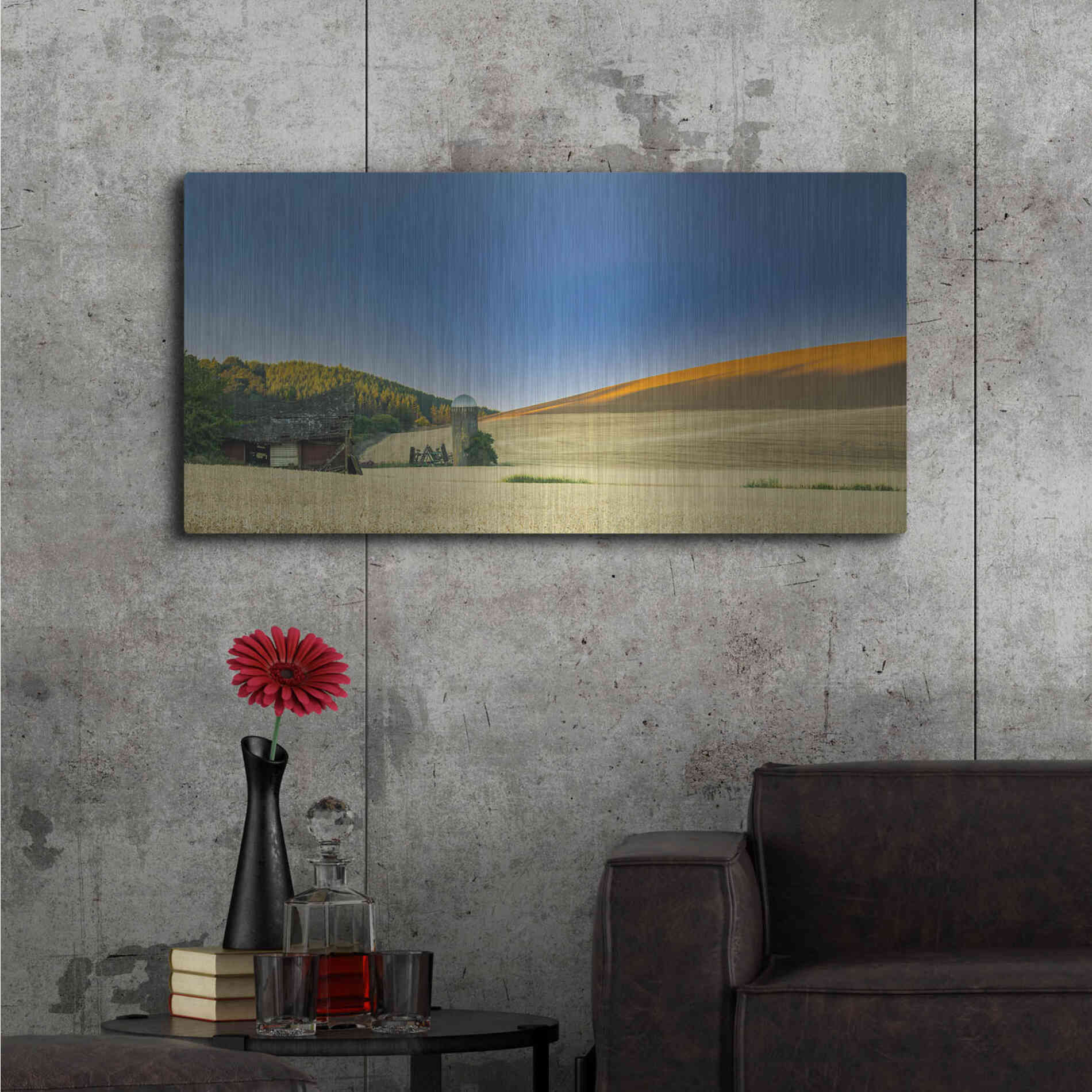 Luxe Metal Art  'Old Barn And Silo'  by Don Schwartz, Metal Wall Art,48x24