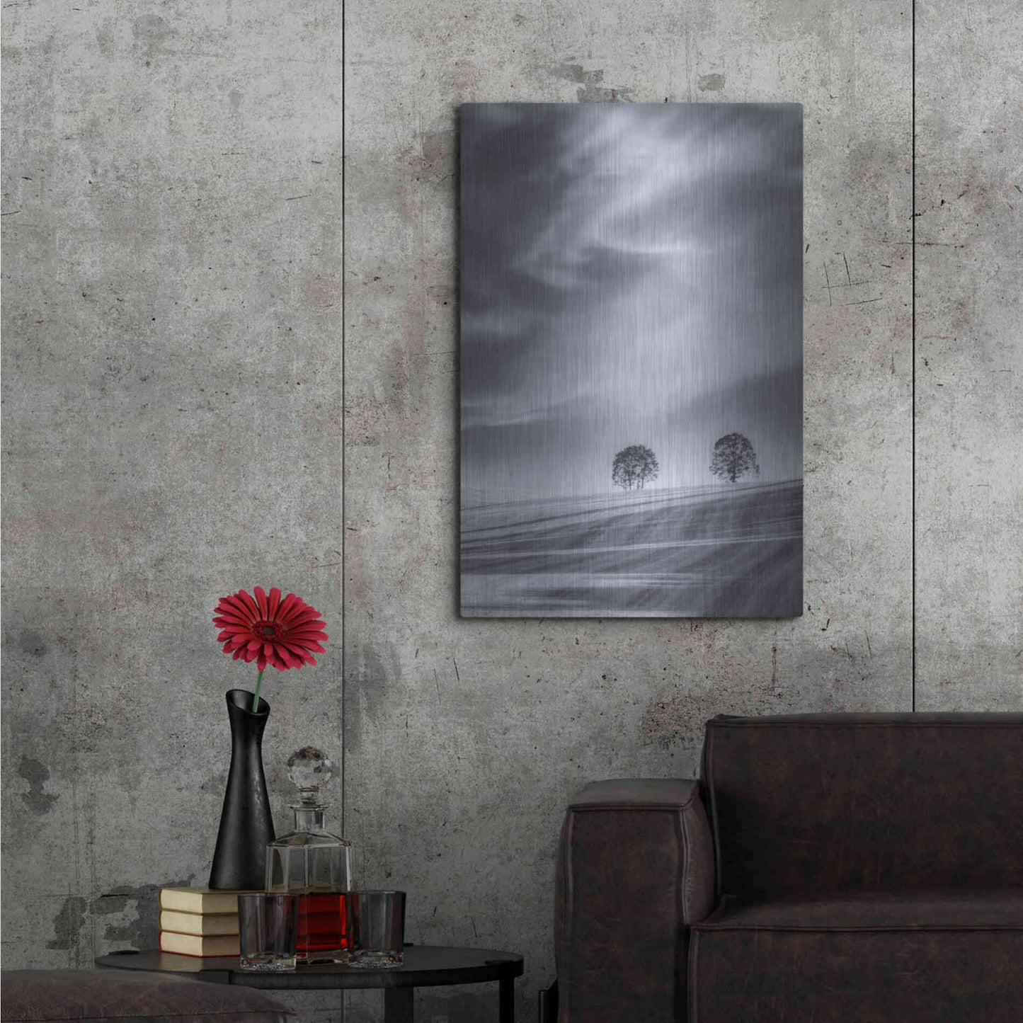 Luxe Metal Art  'Two Trees On A Hillside'  by Don Schwartz, Metal Wall Art,24x36