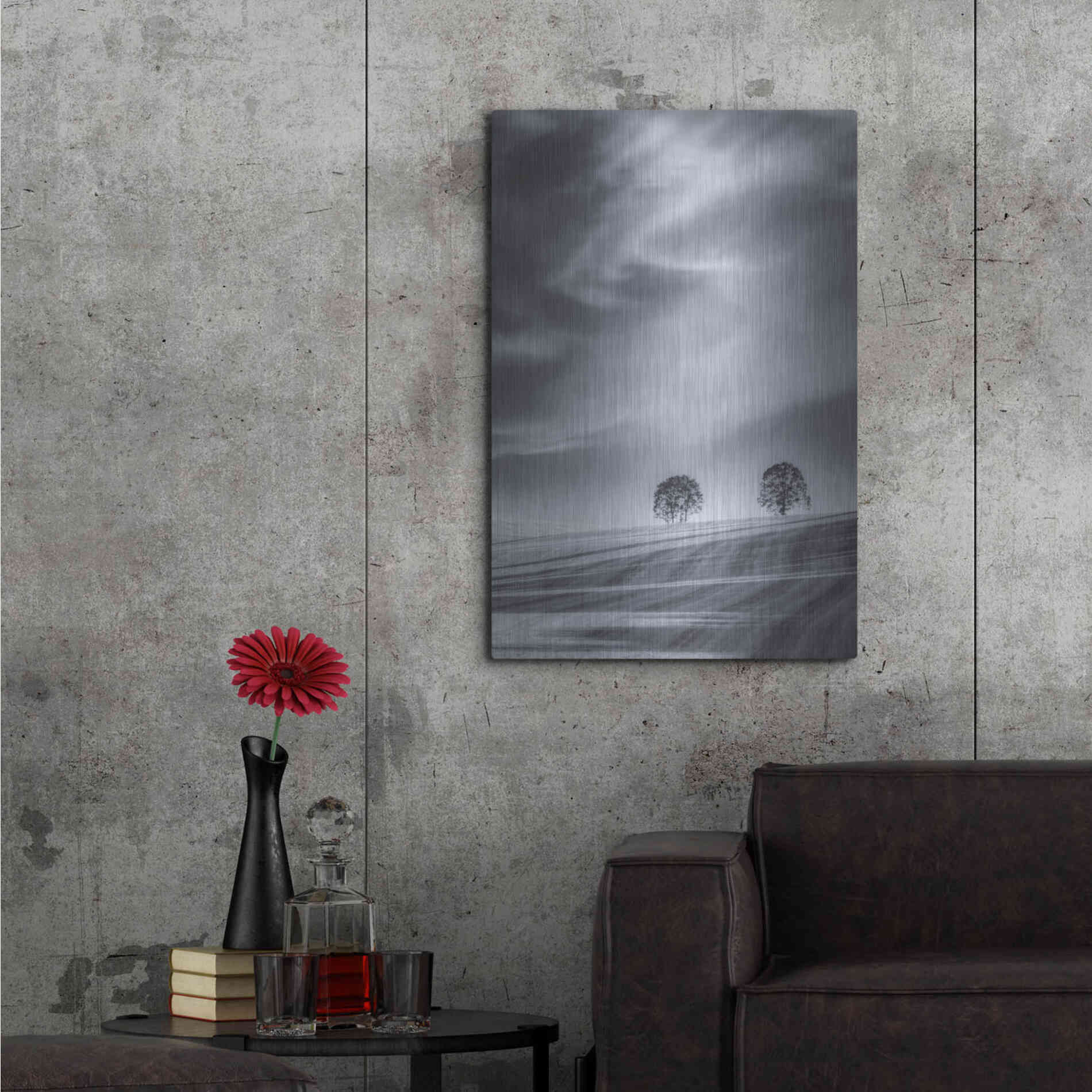 Luxe Metal Art  'Two Trees On A Hillside'  by Don Schwartz, Metal Wall Art,24x36