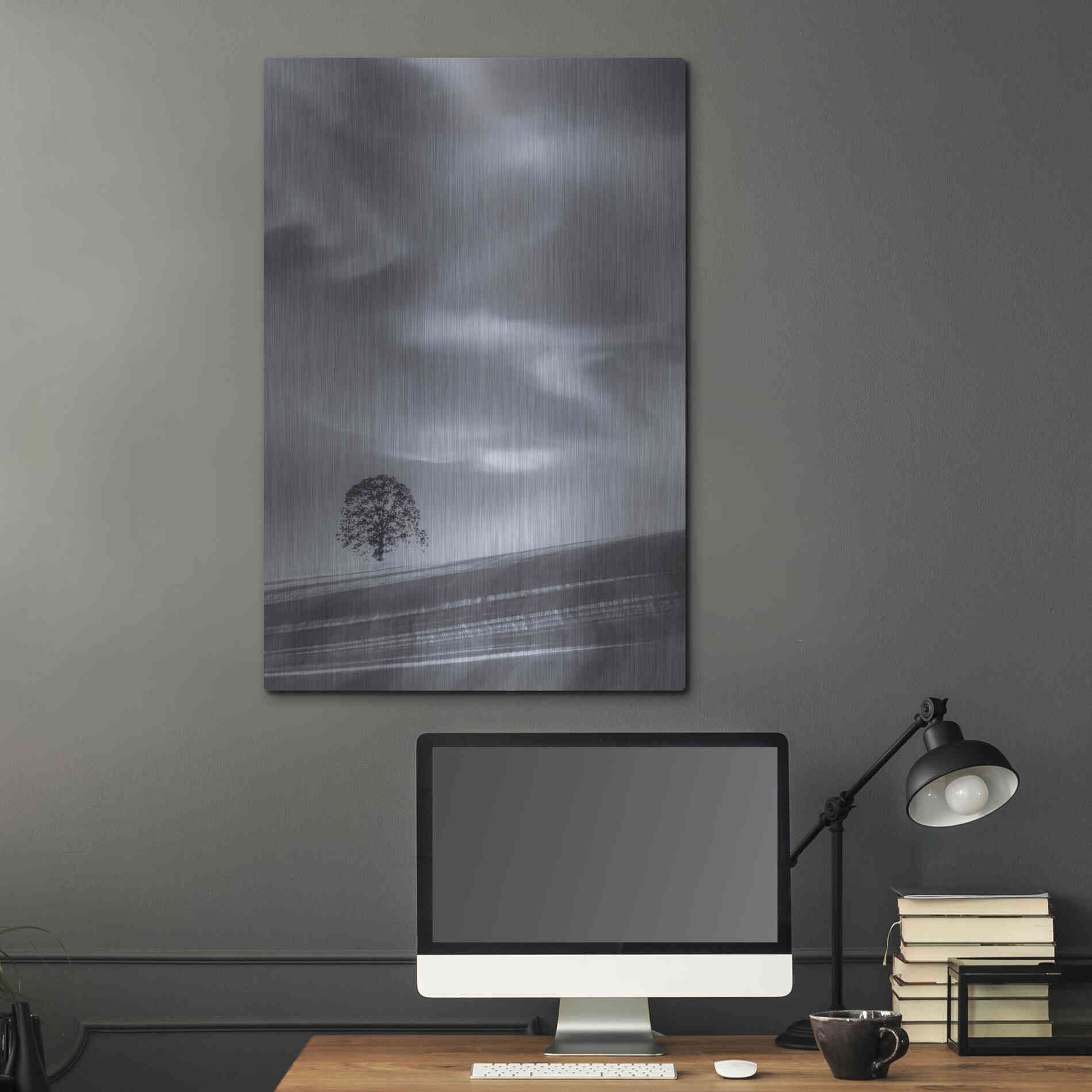 Luxe Metal Art  'Lone Tree On A Hillside'  by Don Schwartz, Metal Wall Art,24x36