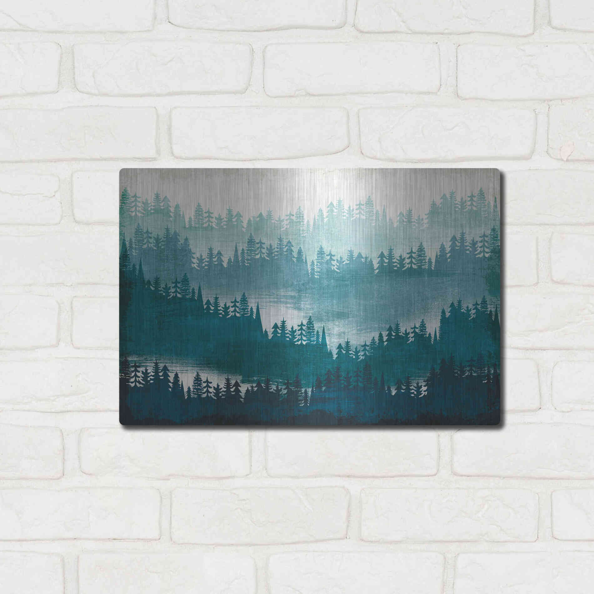 Luxe Metal Art 'Mountainscape Blue' by Michael Mullan, Metal Wall Art,16x12