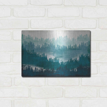 Luxe Metal Art 'Mountainscape Blue' by Michael Mullan, Metal Wall Art,16x12