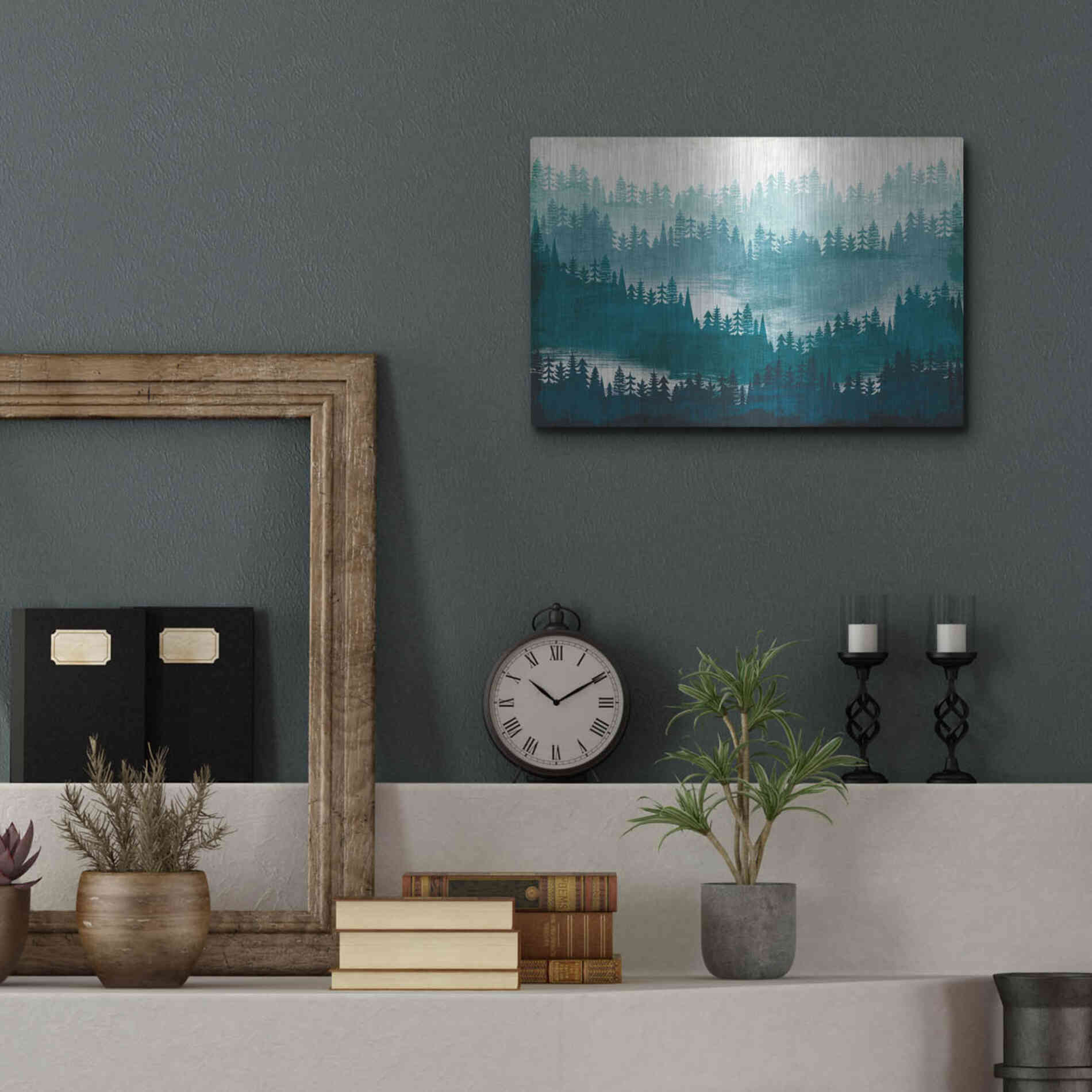 Luxe Metal Art 'Mountainscape Blue' by Michael Mullan, Metal Wall Art,16x12