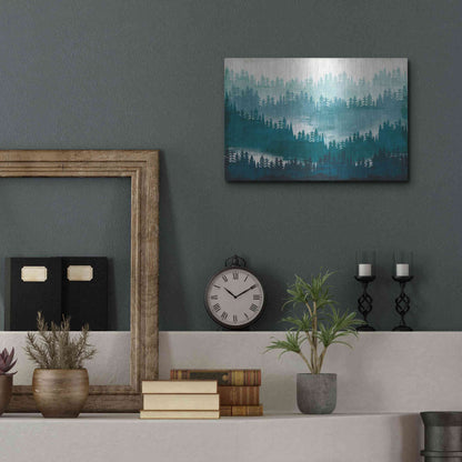 Luxe Metal Art 'Mountainscape Blue' by Michael Mullan, Metal Wall Art,16x12