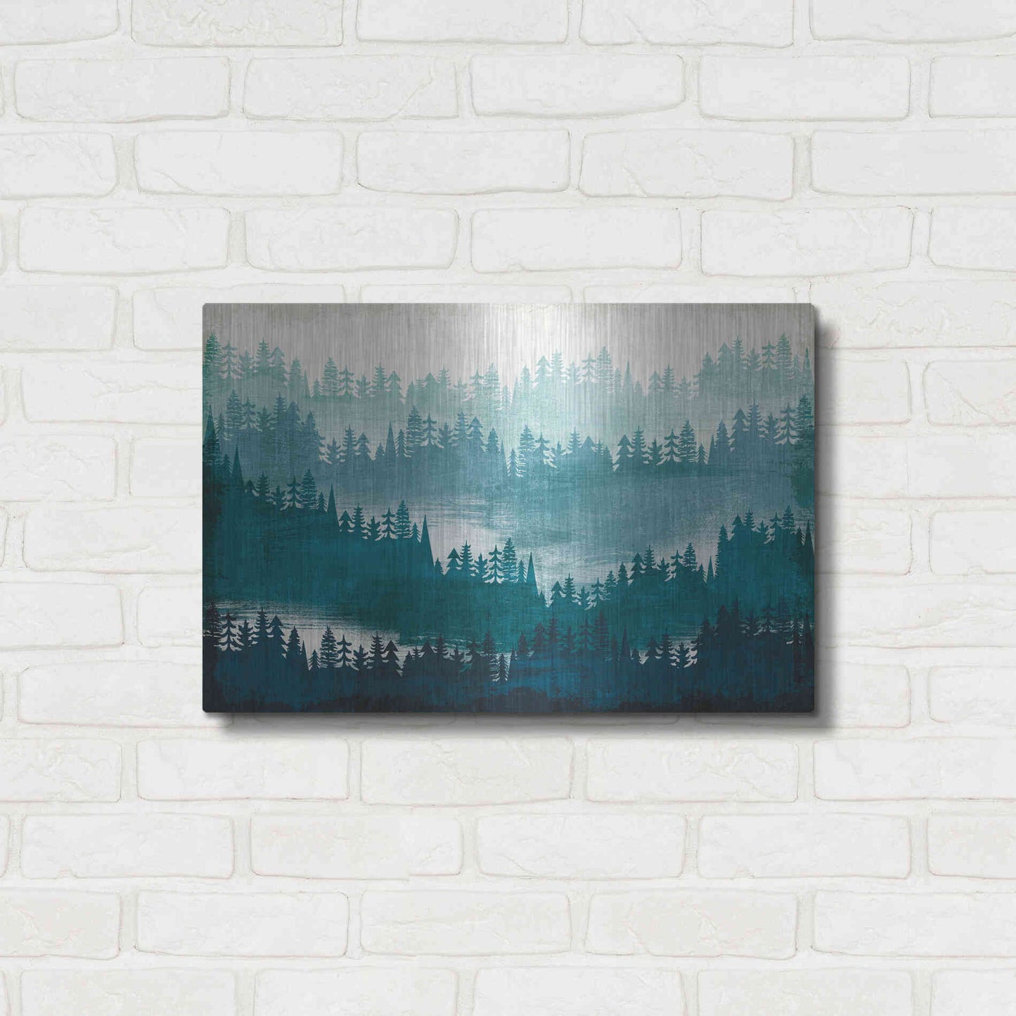 Luxe Metal Art 'Mountainscape Blue' by Michael Mullan, Metal Wall Art,24x16