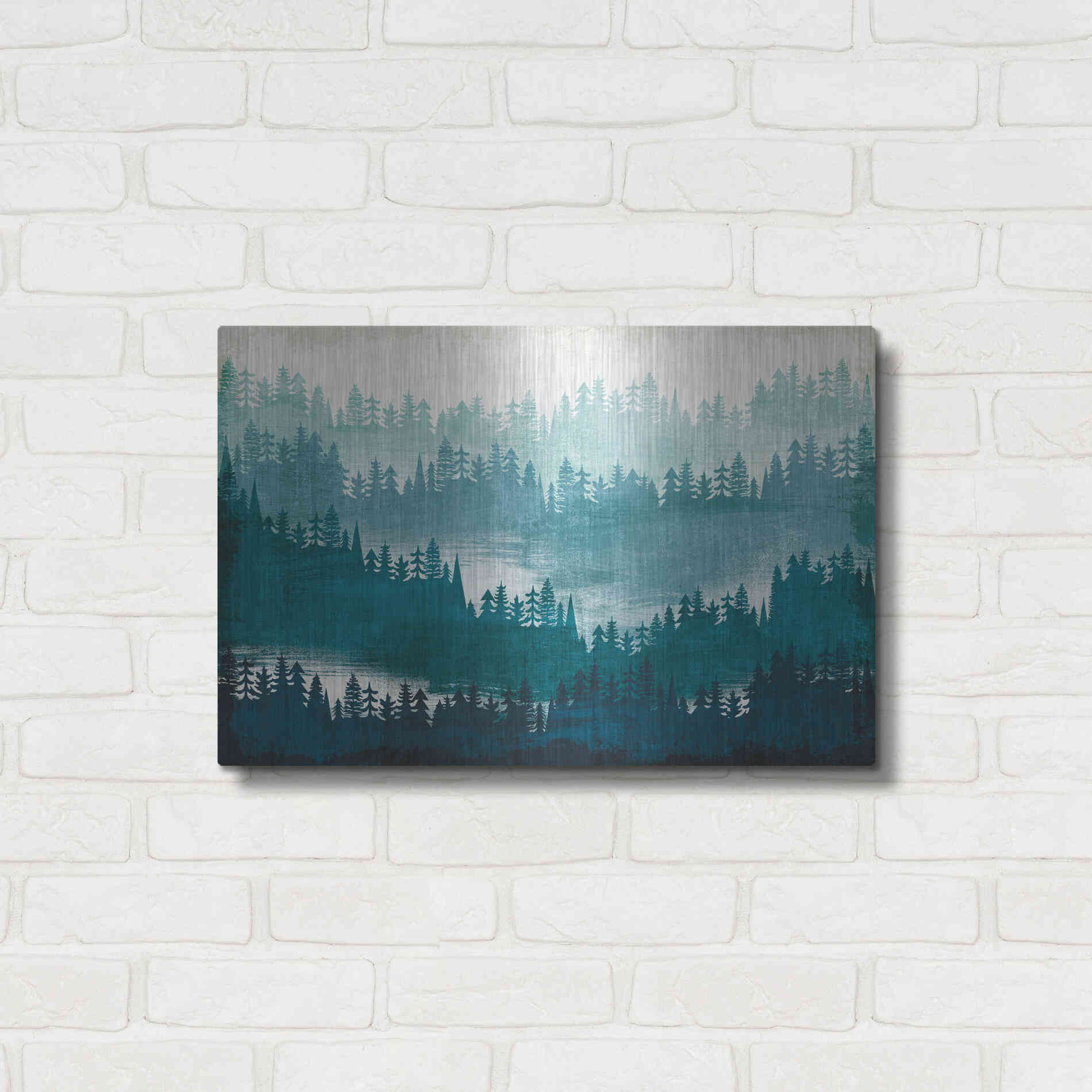 Luxe Metal Art 'Mountainscape Blue' by Michael Mullan, Metal Wall Art,24x16