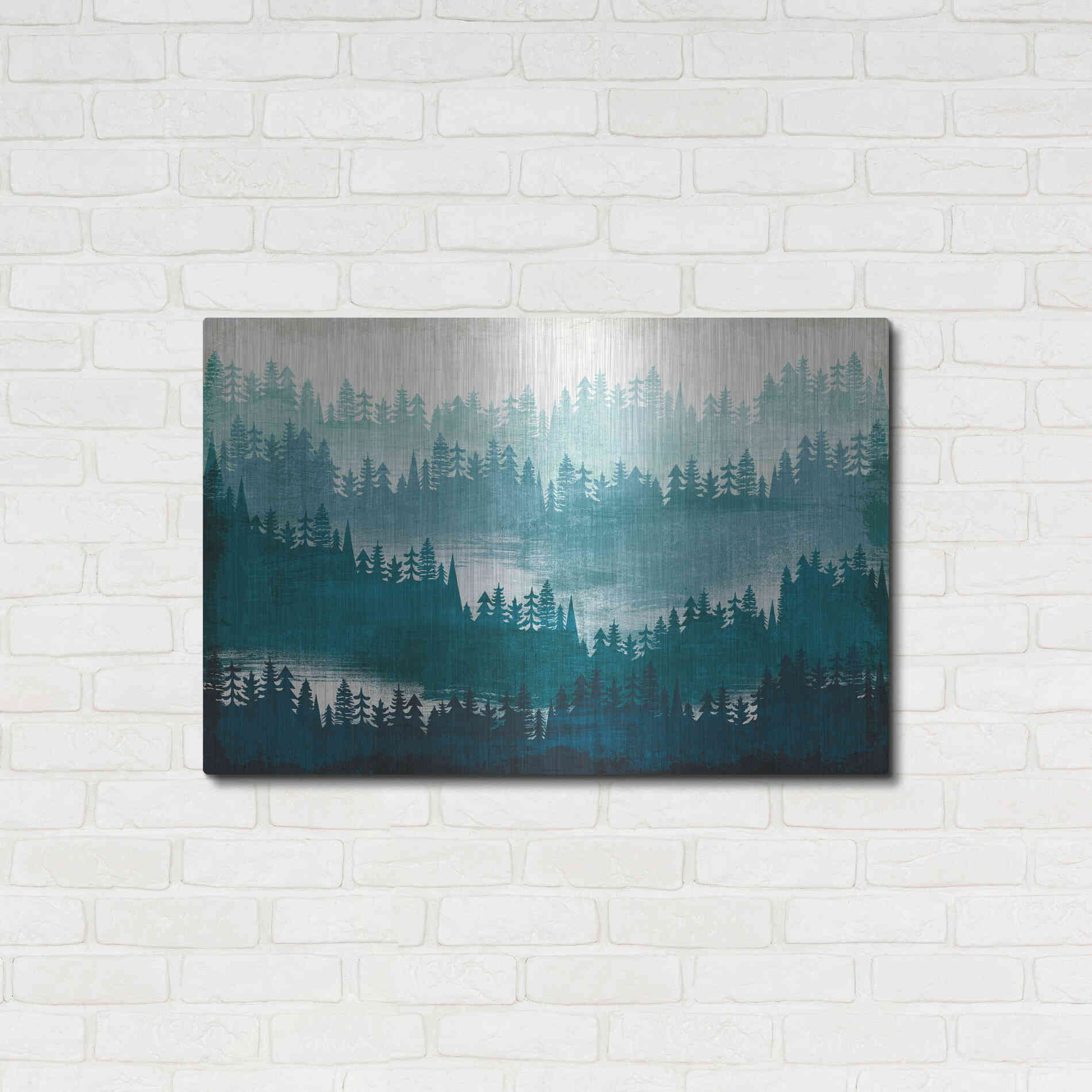 Luxe Metal Art 'Mountainscape Blue' by Michael Mullan, Metal Wall Art,36x24