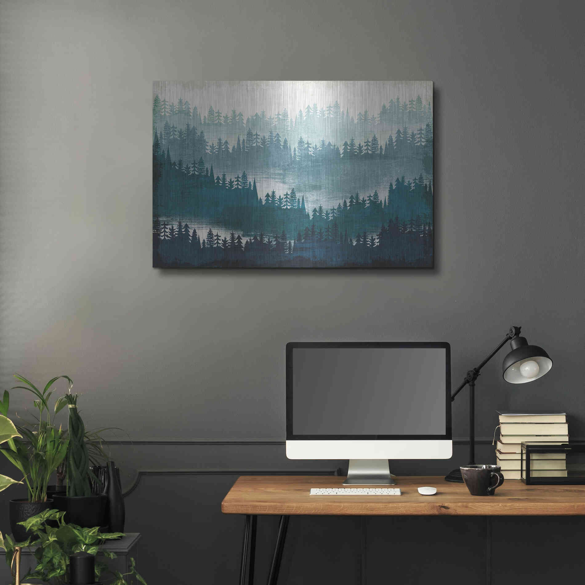 Luxe Metal Art 'Mountainscape Blue' by Michael Mullan, Metal Wall Art,36x24