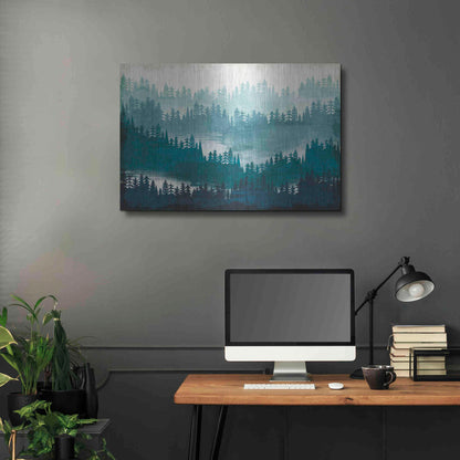 Luxe Metal Art 'Mountainscape Blue' by Michael Mullan, Metal Wall Art,36x24