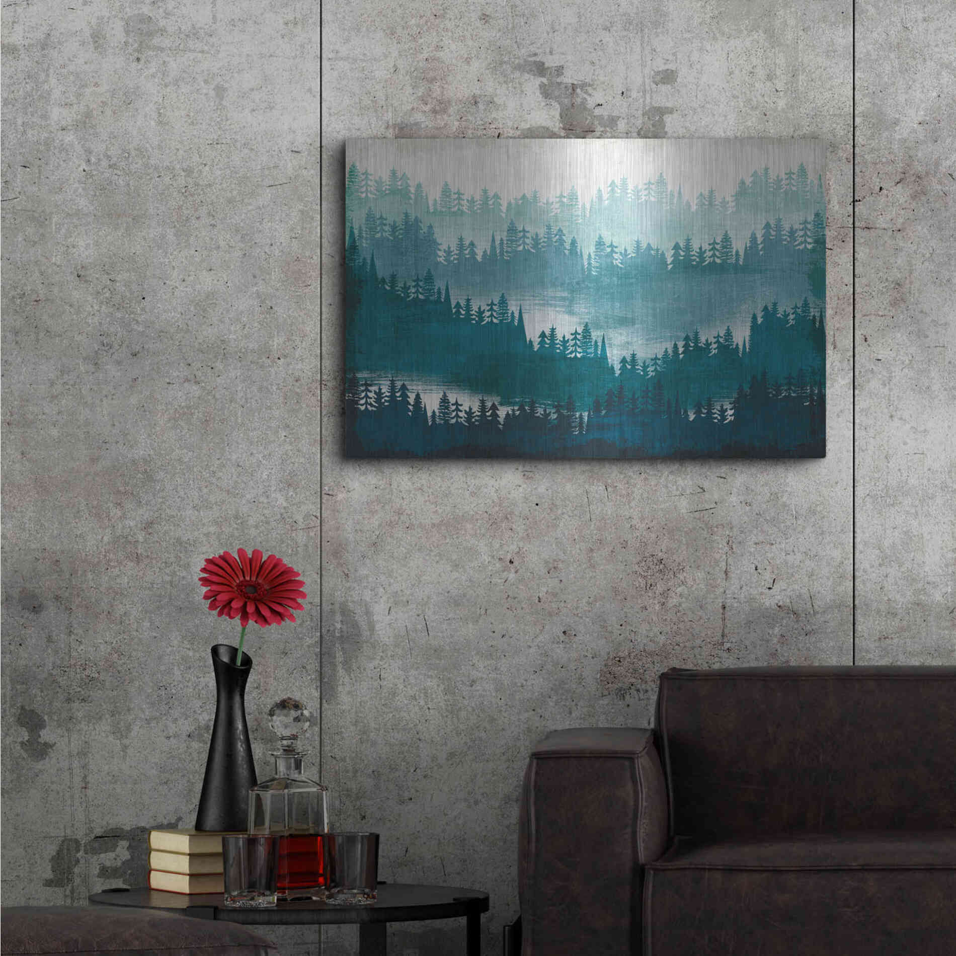 Luxe Metal Art 'Mountainscape Blue' by Michael Mullan, Metal Wall Art,36x24