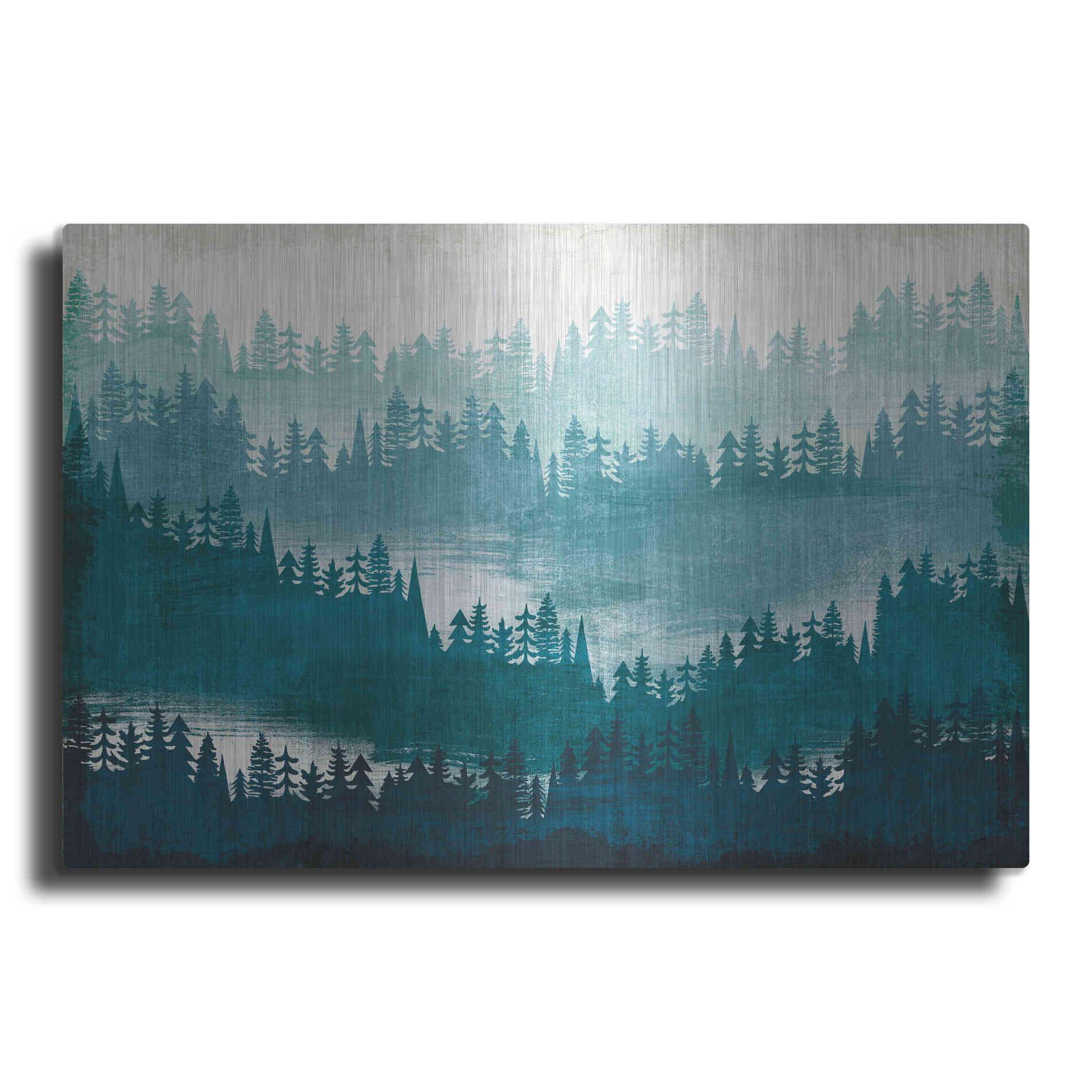 Luxe Metal Art 'Mountainscape Blue' by Michael Mullan, Metal Wall Art
