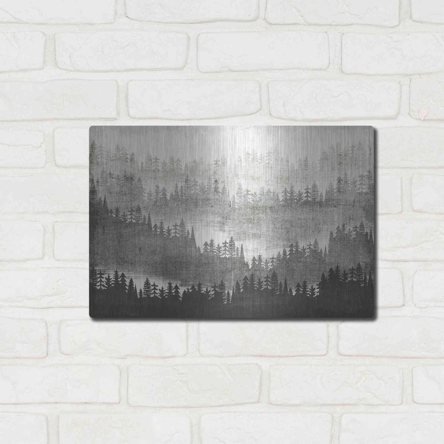 Luxe Metal Art 'Mountainscape Silver' by Michael Mullan, Metal Wall Art,16x12