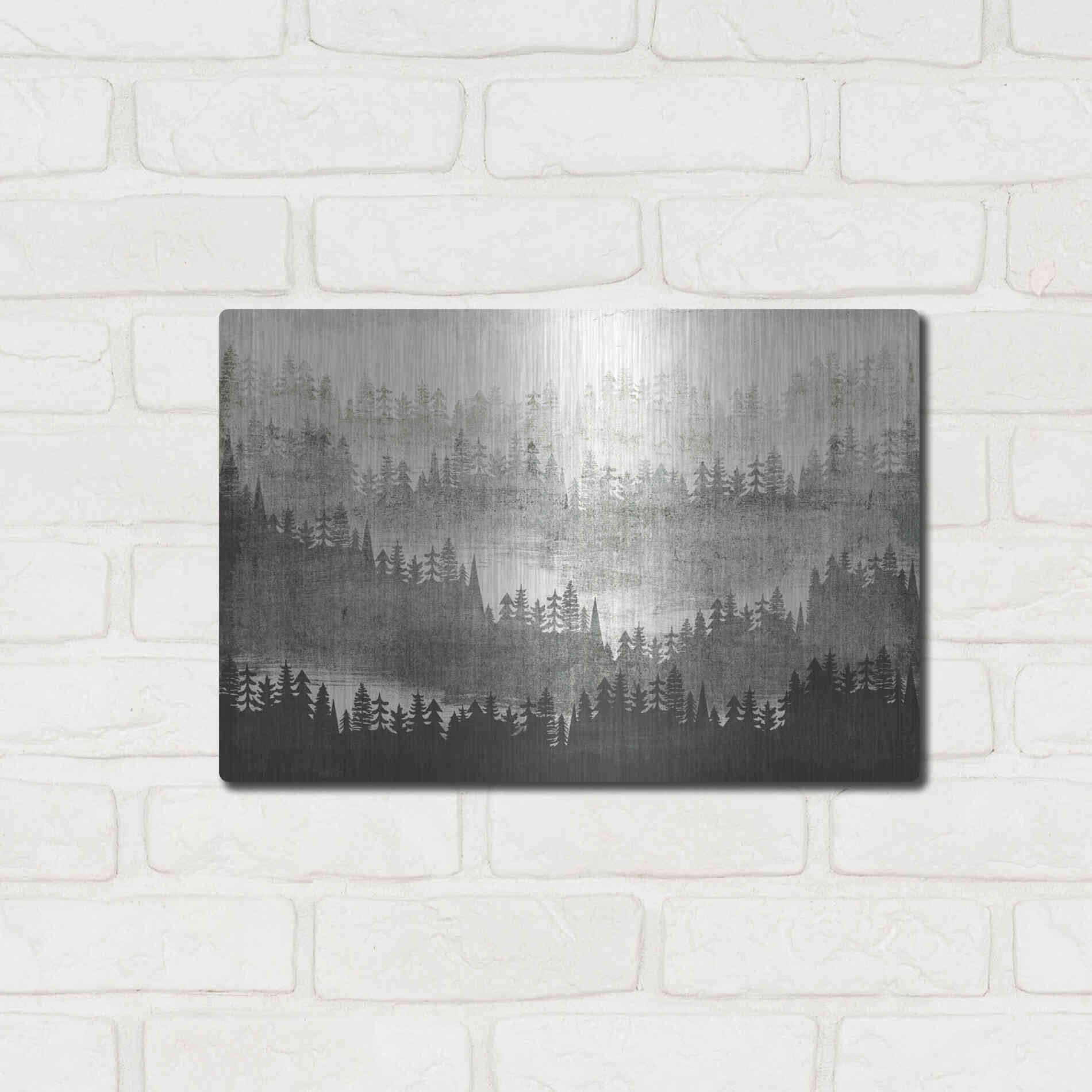 Luxe Metal Art 'Mountainscape Silver' by Michael Mullan, Metal Wall Art,16x12