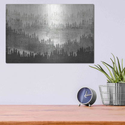 Luxe Metal Art 'Mountainscape Silver' by Michael Mullan, Metal Wall Art,16x12