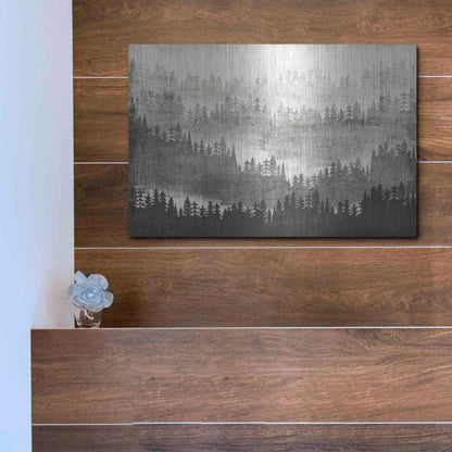 Luxe Metal Art 'Mountainscape Silver' by Michael Mullan, Metal Wall Art,16x12
