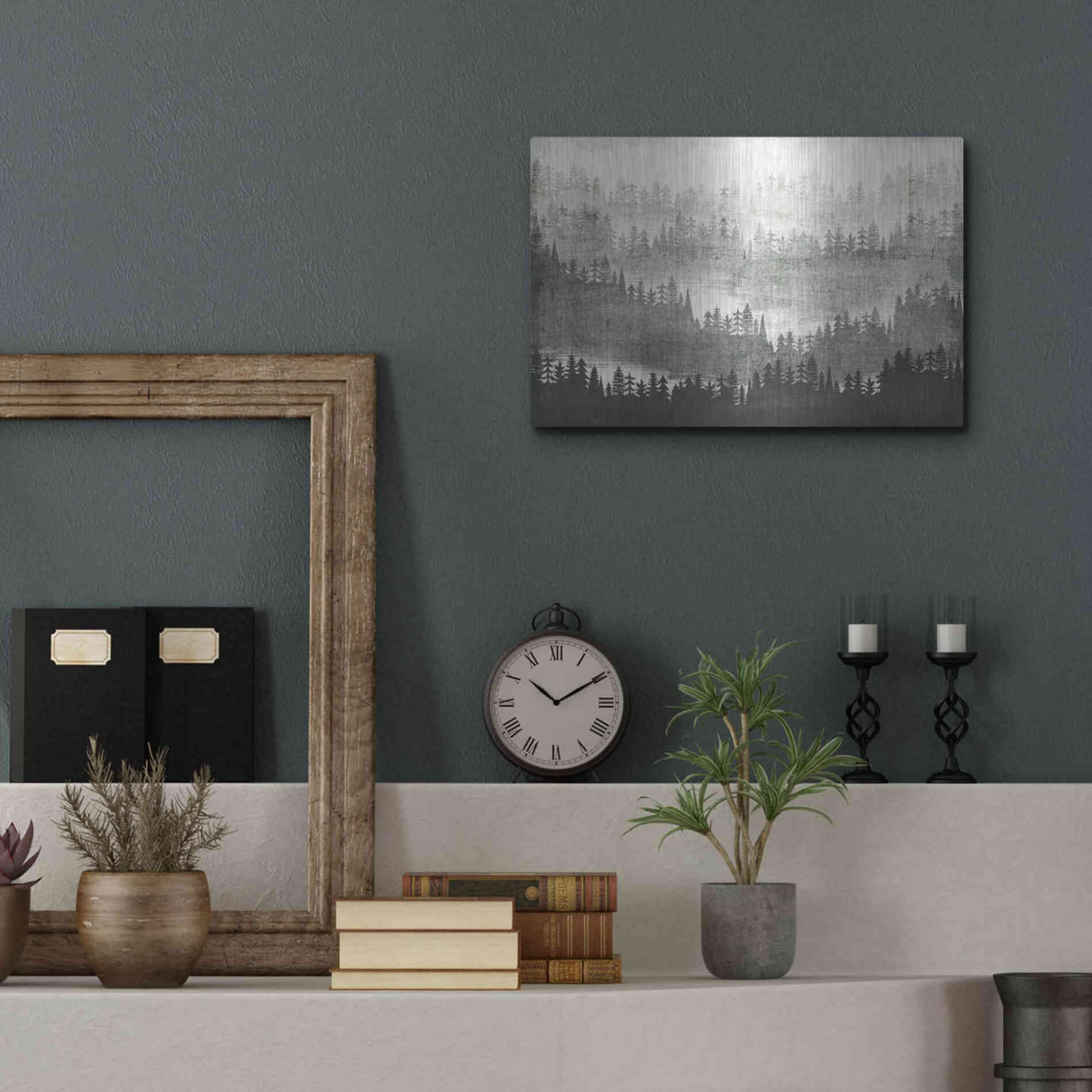 Luxe Metal Art 'Mountainscape Silver' by Michael Mullan, Metal Wall Art,16x12
