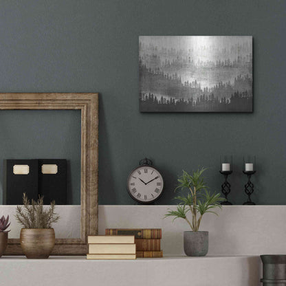 Luxe Metal Art 'Mountainscape Silver' by Michael Mullan, Metal Wall Art,16x12