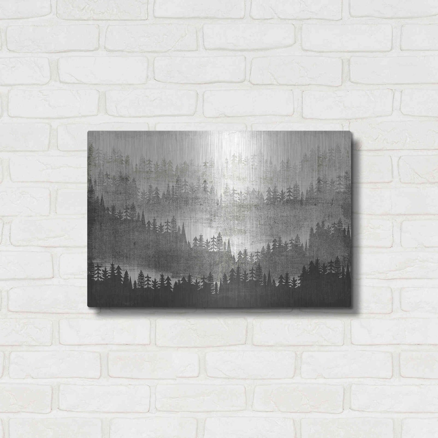 Luxe Metal Art 'Mountainscape Silver' by Michael Mullan, Metal Wall Art,24x16