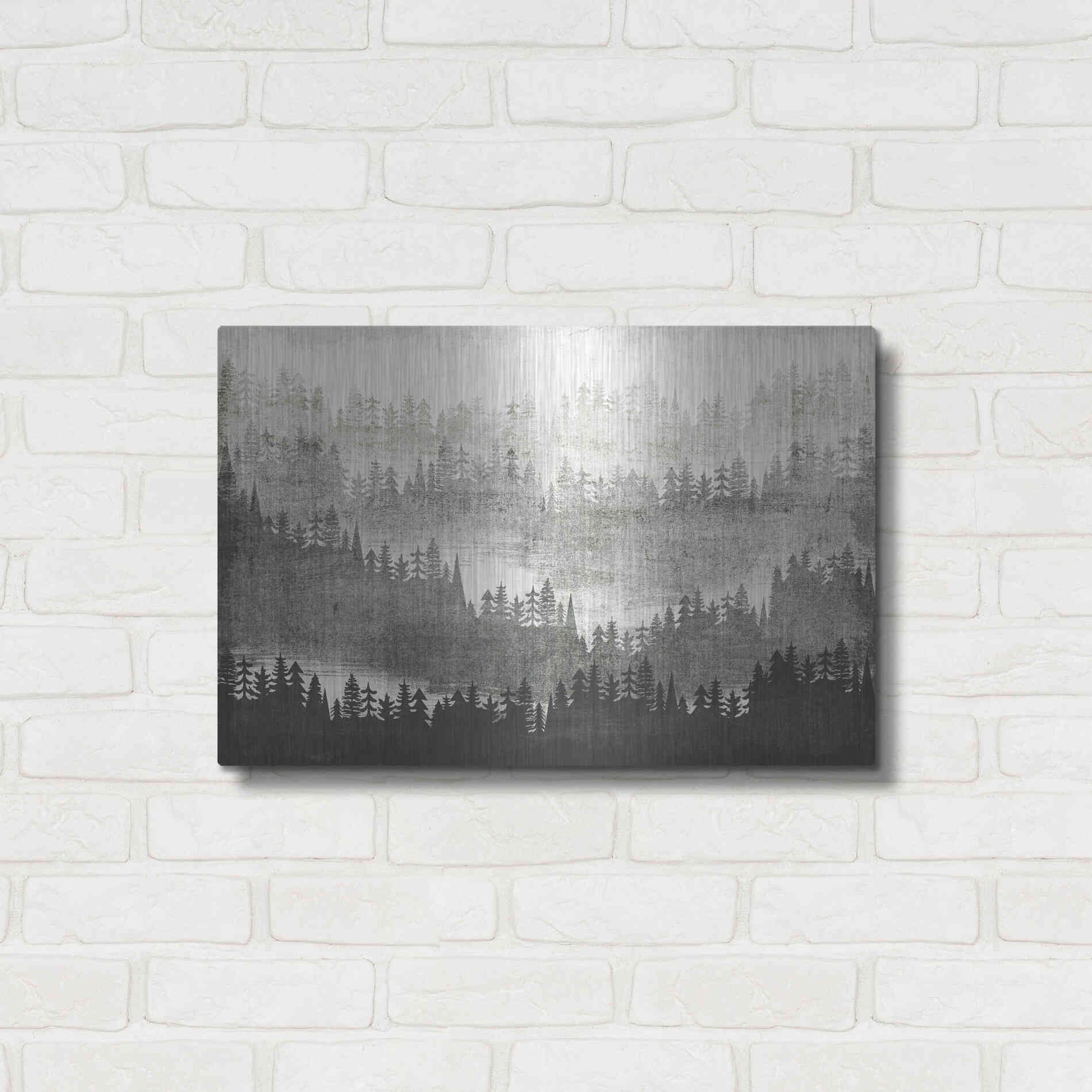 Luxe Metal Art 'Mountainscape Silver' by Michael Mullan, Metal Wall Art,24x16