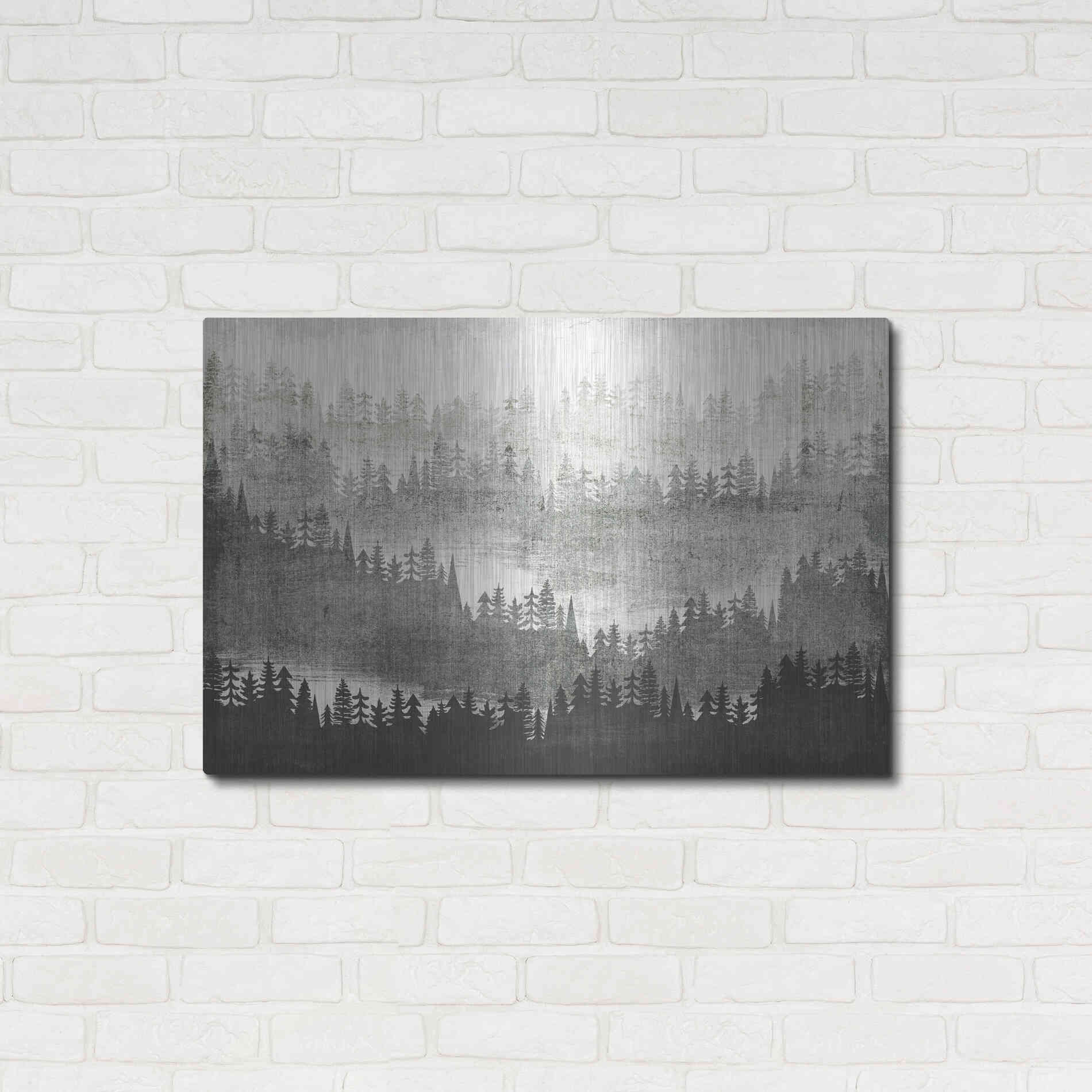 Luxe Metal Art 'Mountainscape Silver' by Michael Mullan, Metal Wall Art,36x24