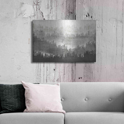 Luxe Metal Art 'Mountainscape Silver' by Michael Mullan, Metal Wall Art,36x24