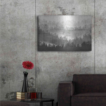 Luxe Metal Art 'Mountainscape Silver' by Michael Mullan, Metal Wall Art,36x24