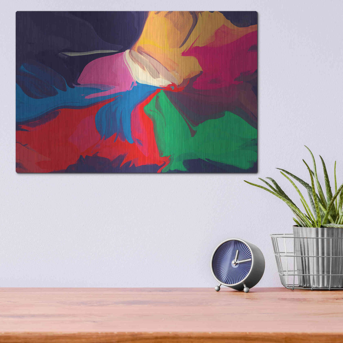 Luxe Metal Art 'Abstract Colorful Flows 1' by Irena Orlov Metal Wall Art,16x12
