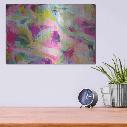 Luxe Metal Art 'Abstract Colorful Flows 3' by Irena Orlov Metal Wall Art,16x12