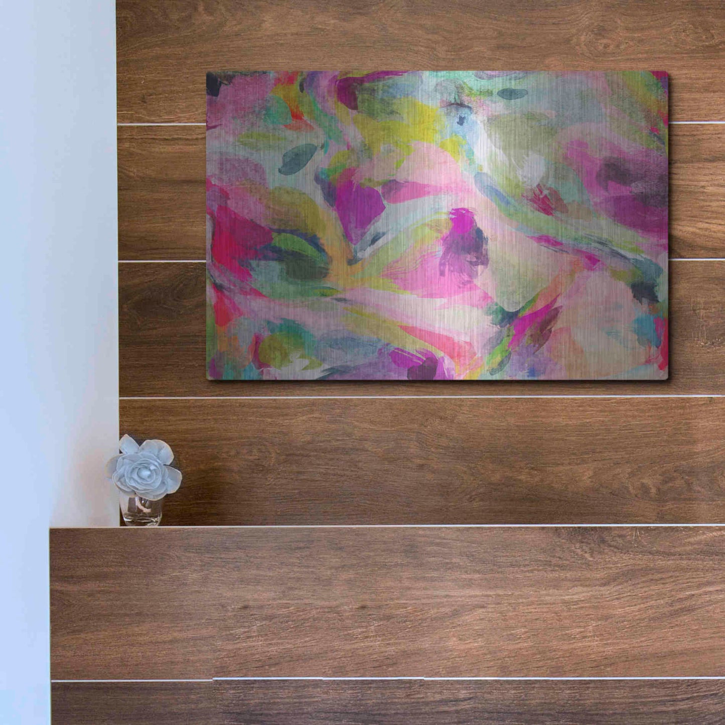 Luxe Metal Art 'Abstract Colorful Flows 3' by Irena Orlov Metal Wall Art,16x12