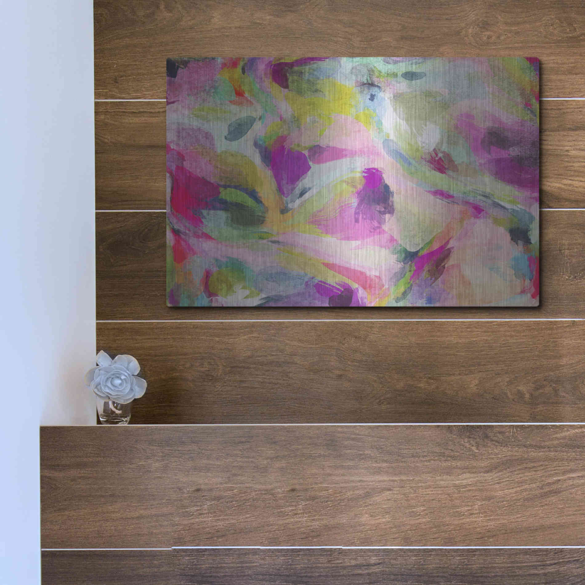 Luxe Metal Art 'Abstract Colorful Flows 3' by Irena Orlov Metal Wall Art,16x12