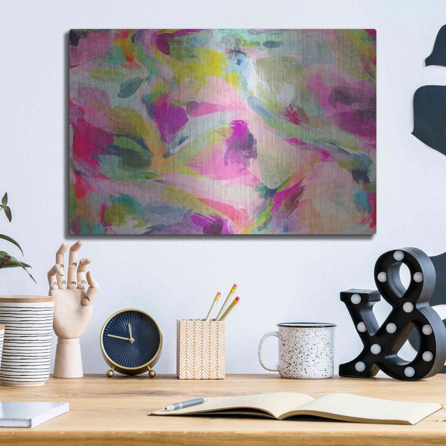 Luxe Metal Art 'Abstract Colorful Flows 3' by Irena Orlov Metal Wall Art,16x12