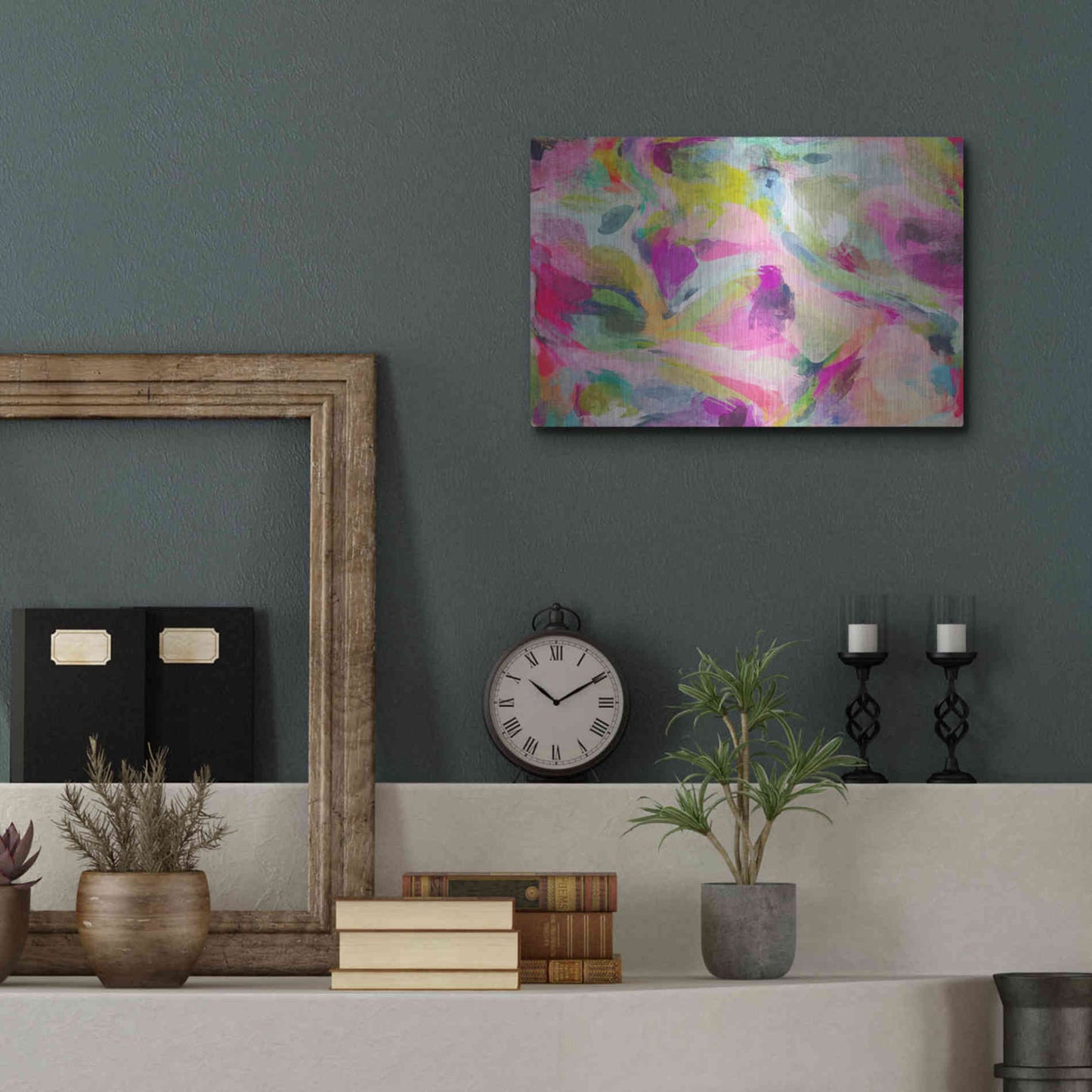 Luxe Metal Art 'Abstract Colorful Flows 3' by Irena Orlov Metal Wall Art,16x12