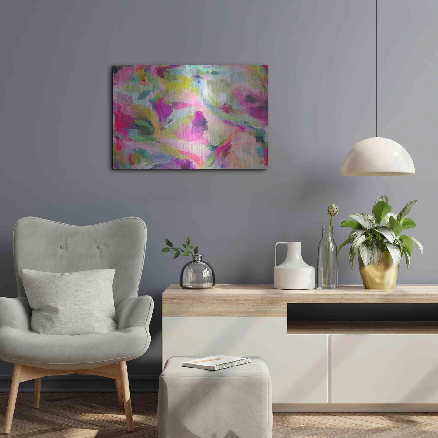 Luxe Metal Art 'Abstract Colorful Flows 3' by Irena Orlov Metal Wall Art,24x16