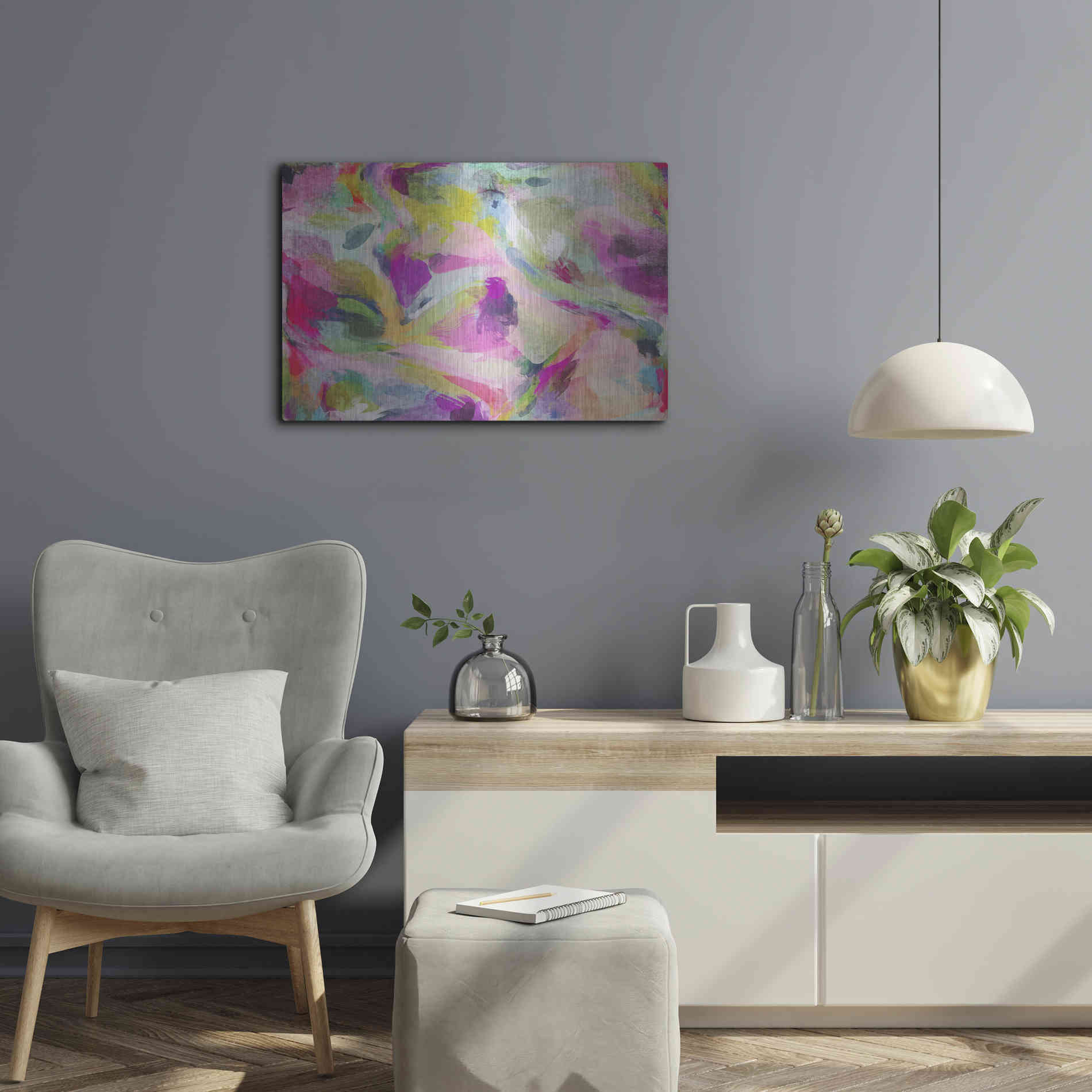 Luxe Metal Art 'Abstract Colorful Flows 3' by Irena Orlov Metal Wall Art,24x16