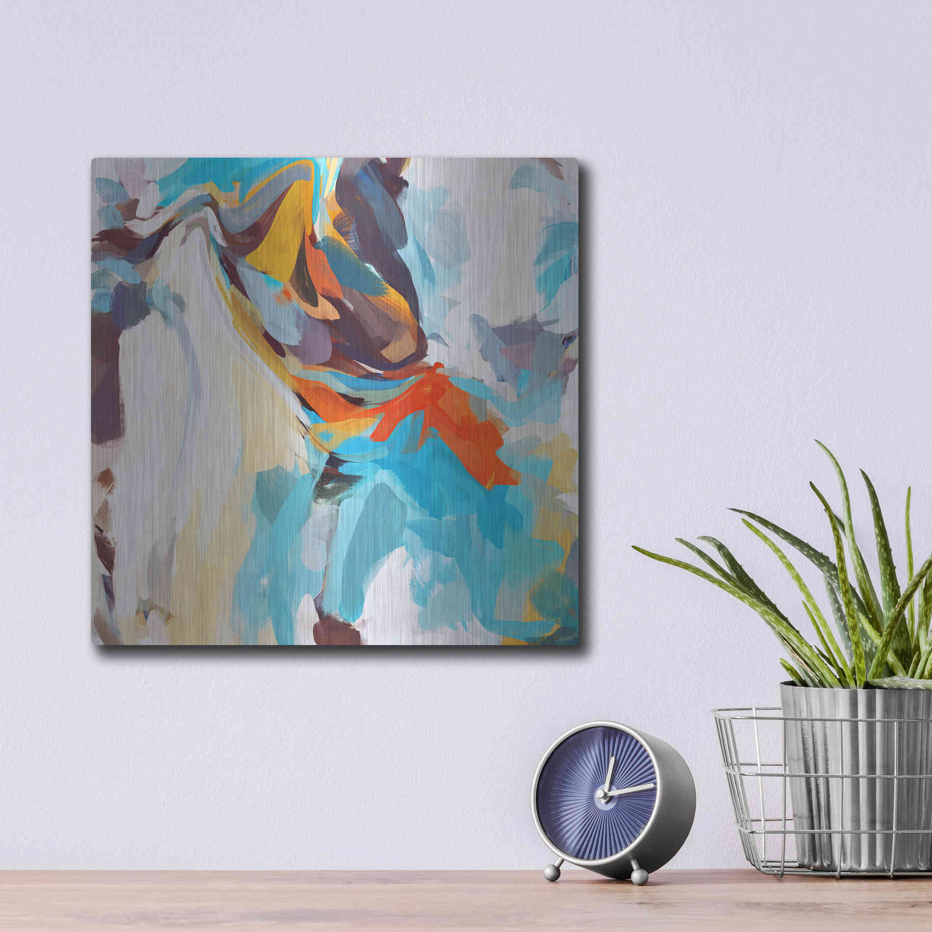 Luxe Metal Art 'Abstract Colorful Flows 12' by Irena Orlov Metal Wall Art,12x12