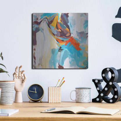 Luxe Metal Art 'Abstract Colorful Flows 12' by Irena Orlov Metal Wall Art,12x12