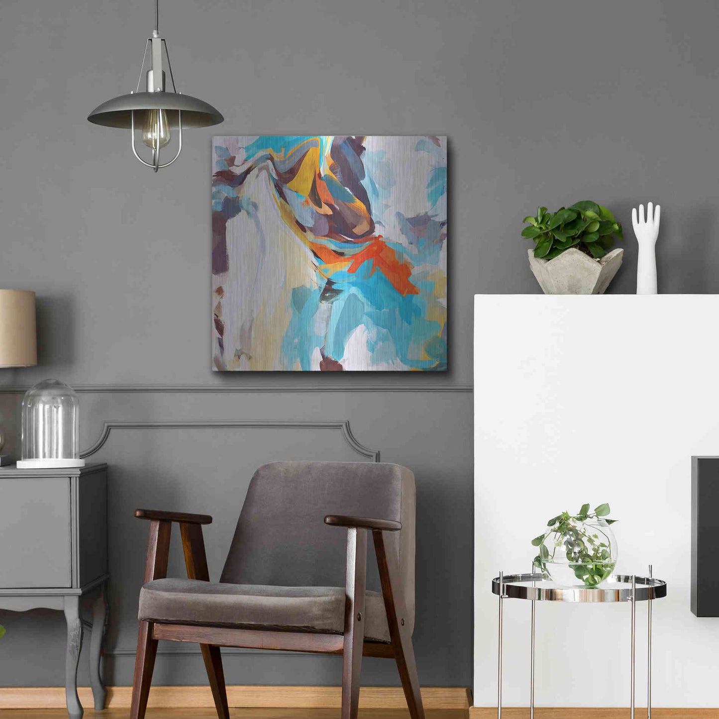 Luxe Metal Art 'Abstract Colorful Flows 12' by Irena Orlov Metal Wall Art,24x24