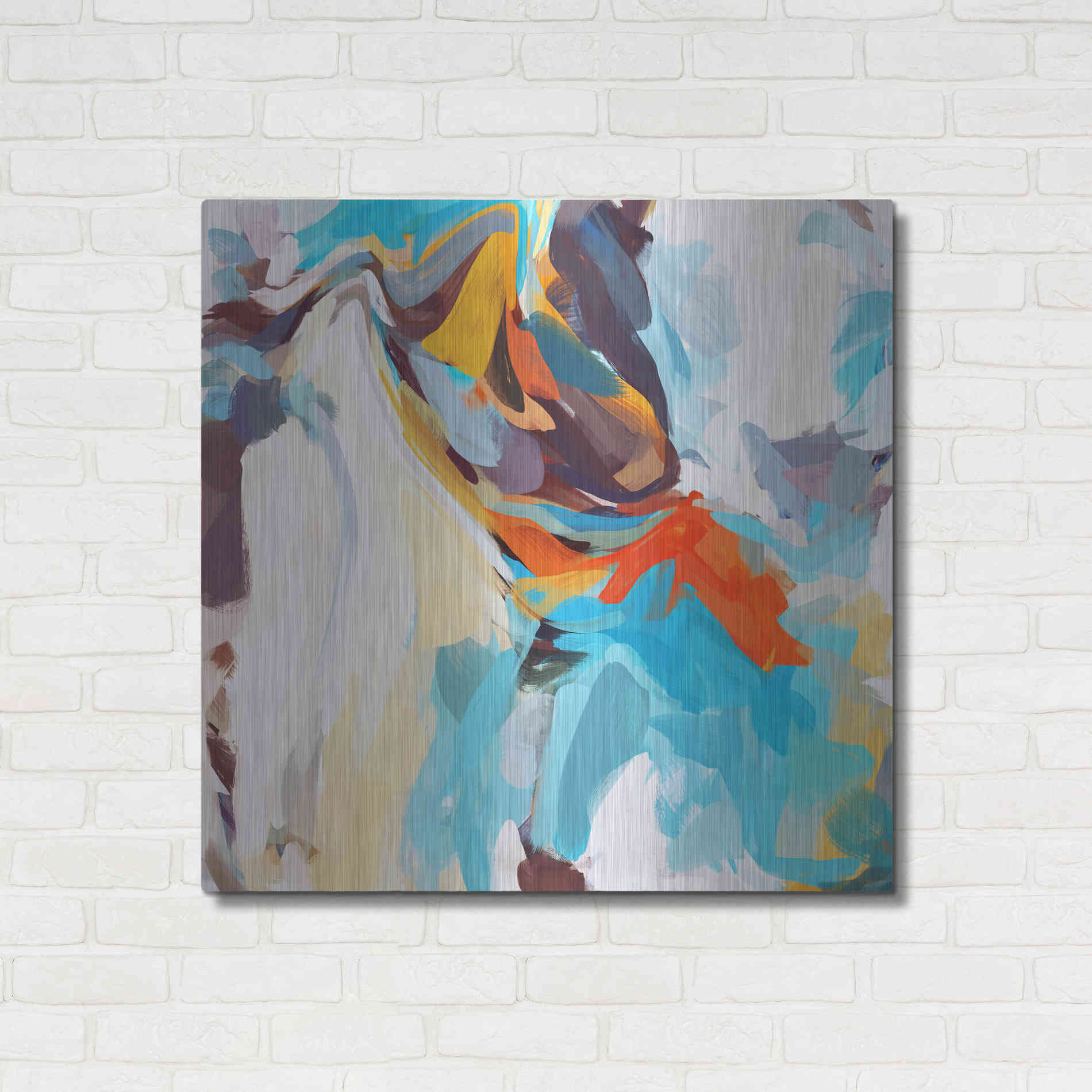 Luxe Metal Art 'Abstract Colorful Flows 12' by Irena Orlov Metal Wall Art,36x36
