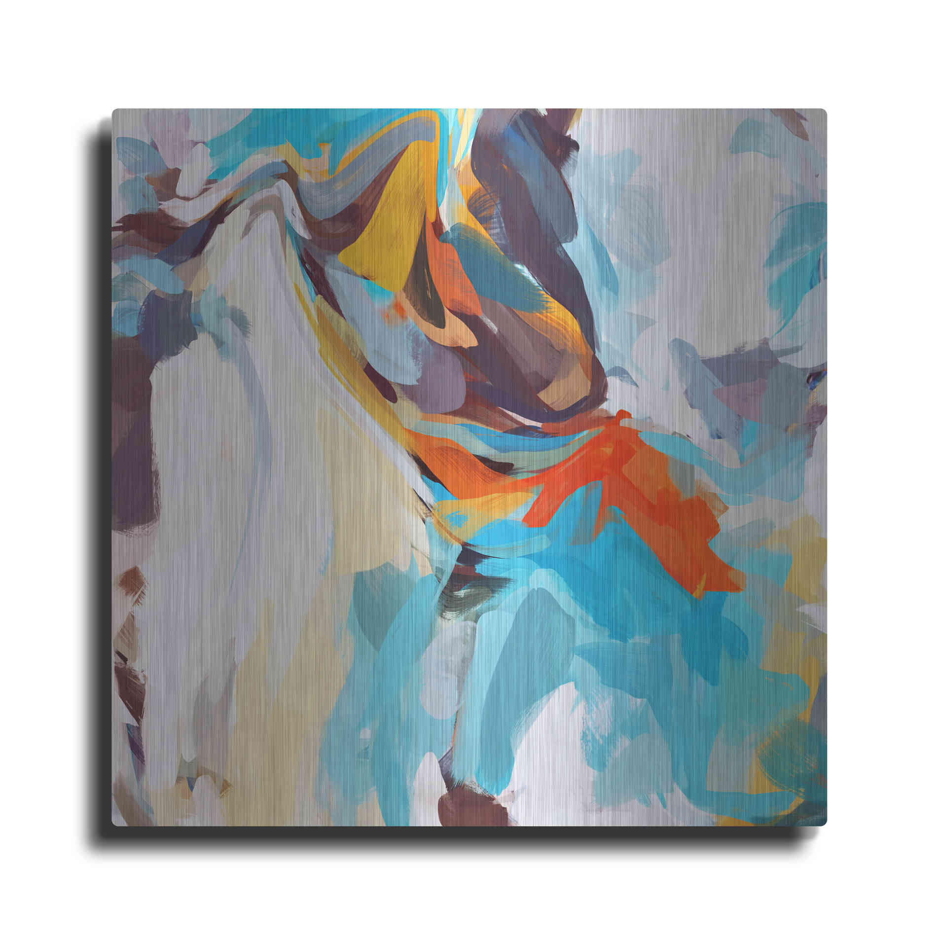 Luxe Metal Art 'Abstract Colorful Flows 12' by Irena Orlov Metal Wall Art