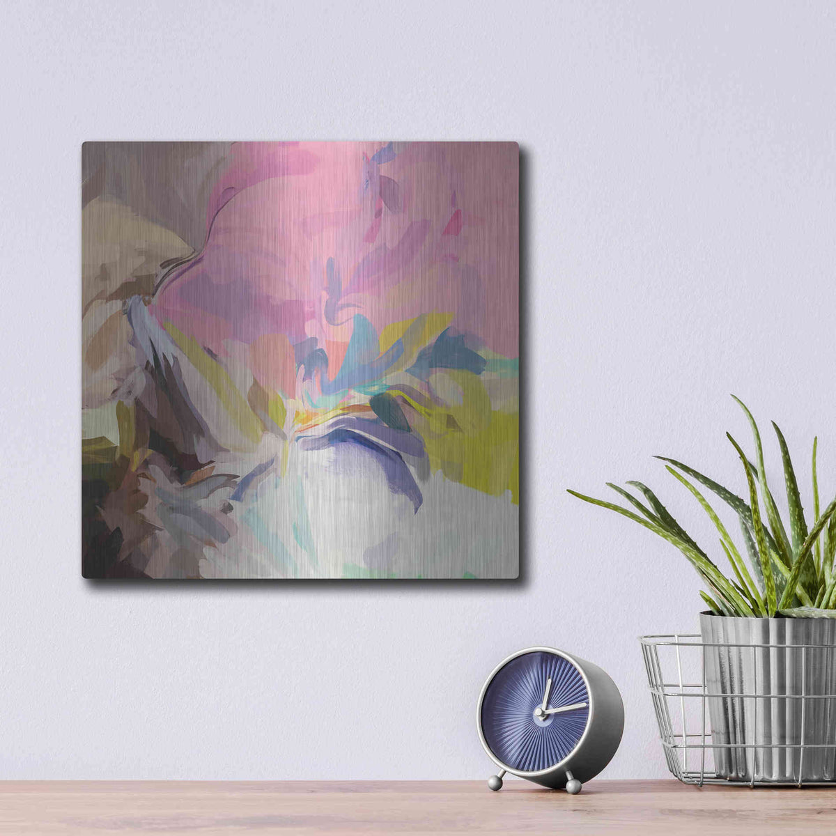 Luxe Metal Art 'Abstract Colorful Flows 13' by Irena Orlov Metal Wall Art,12x12
