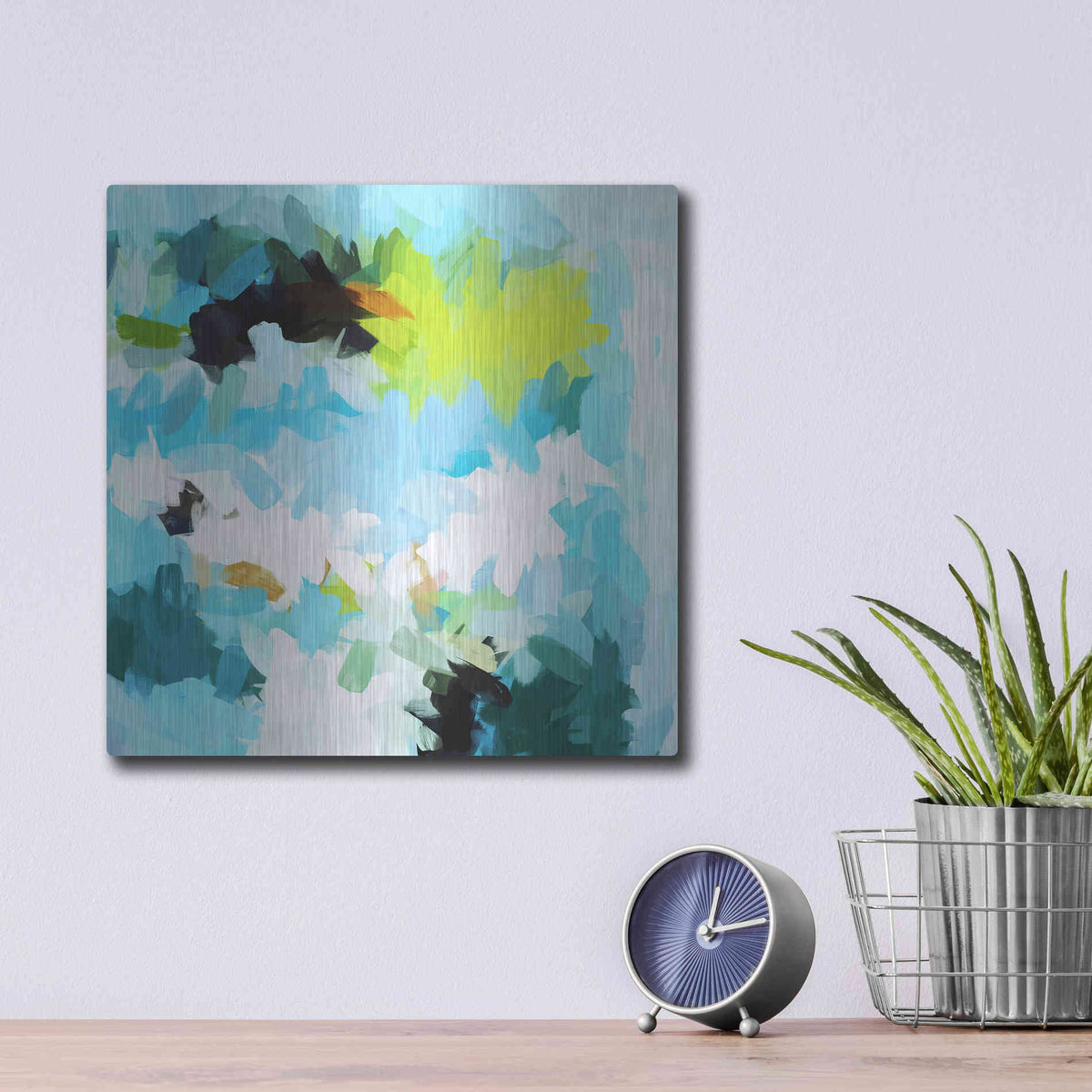 Luxe Metal Art 'Abstract Colorful Flows 15' by Irena Orlov Metal Wall Art,12x12