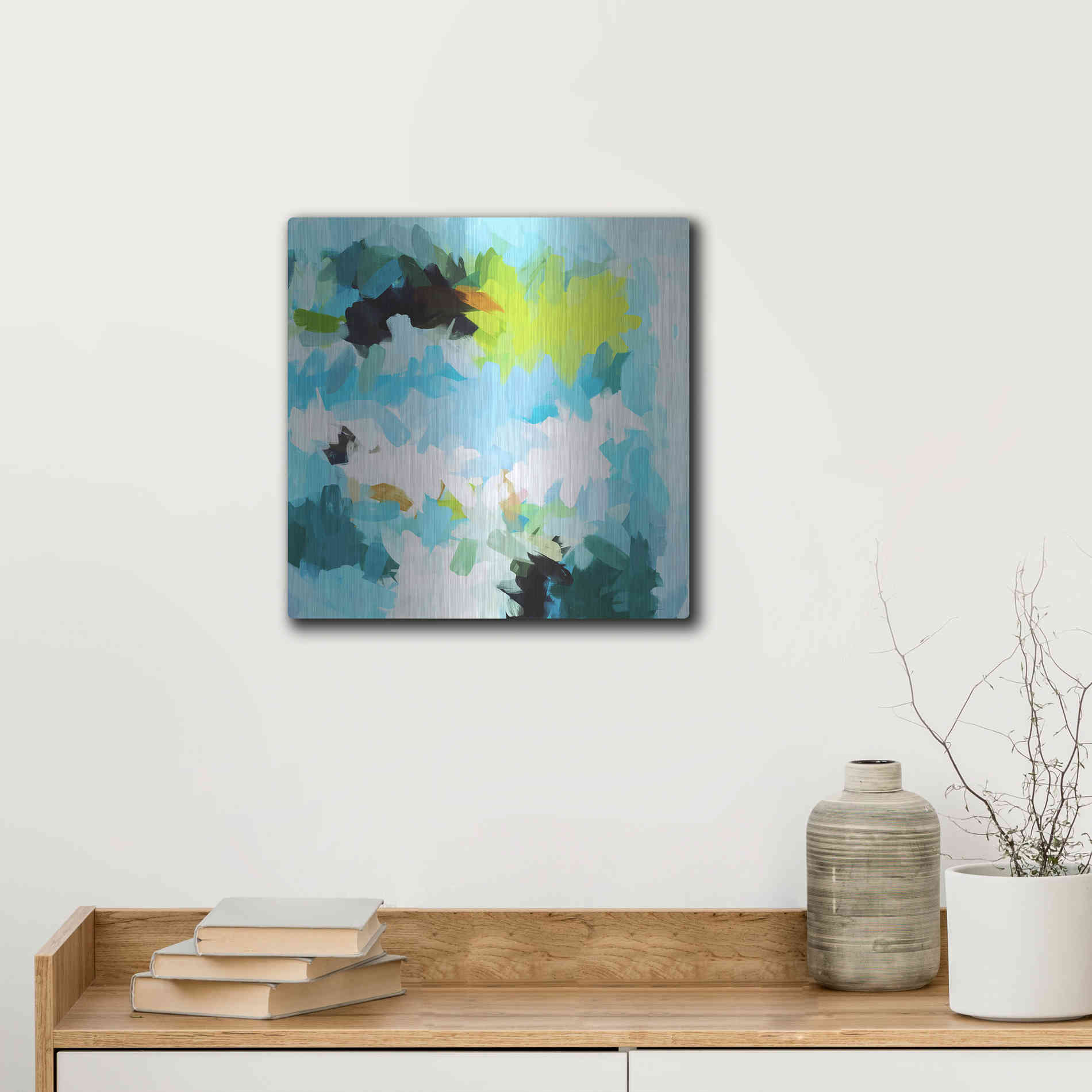 Luxe Metal Art 'Abstract Colorful Flows 15' by Irena Orlov Metal Wall Art,12x12