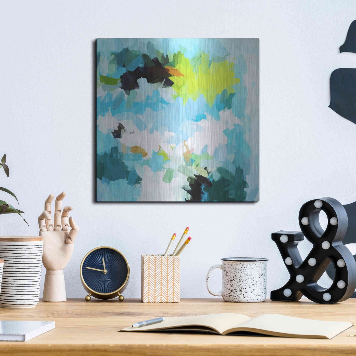 Luxe Metal Art 'Abstract Colorful Flows 15' by Irena Orlov Metal Wall Art,12x12