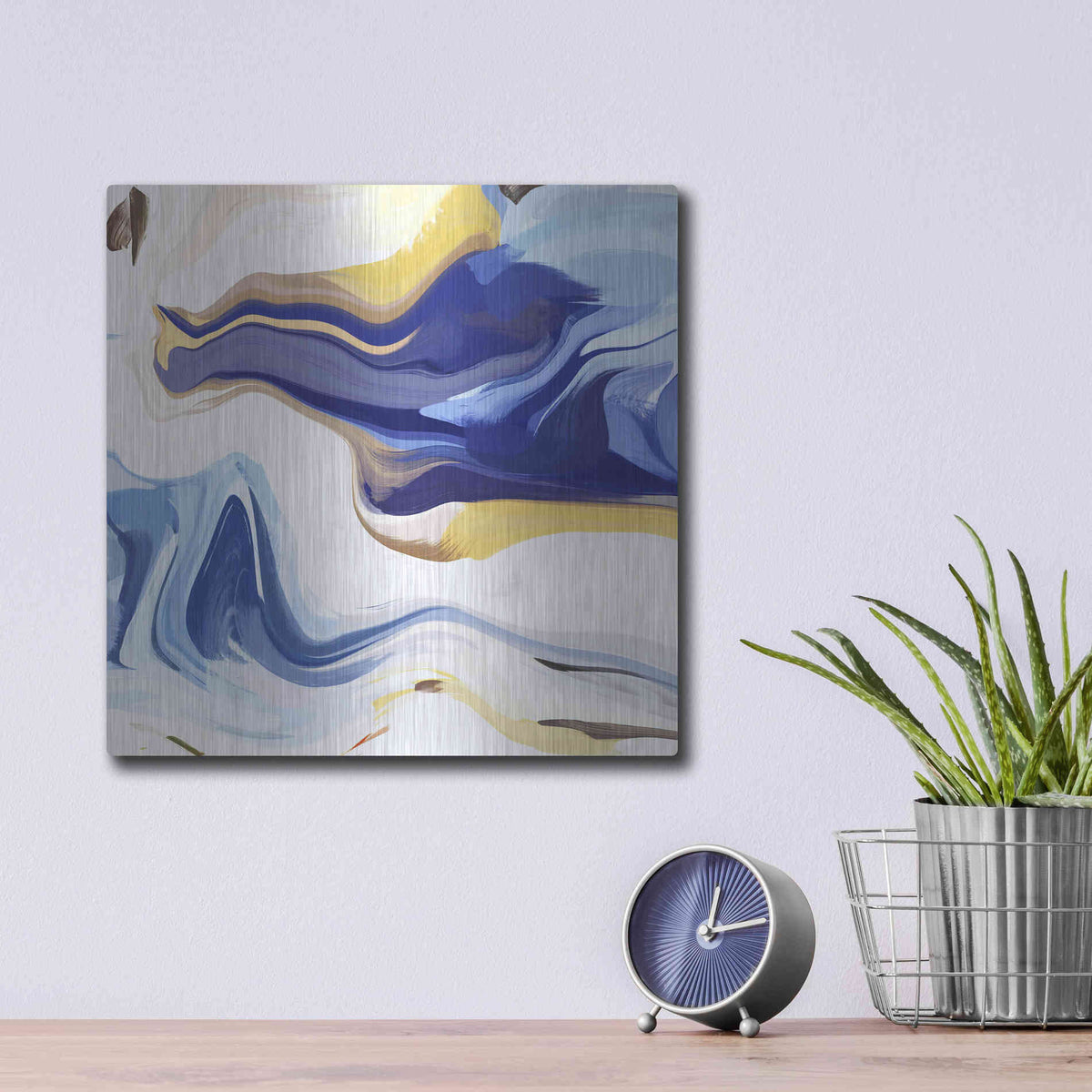 Luxe Metal Art 'Abstract Colorful Flows 16' by Irena Orlov Metal Wall Art,12x12